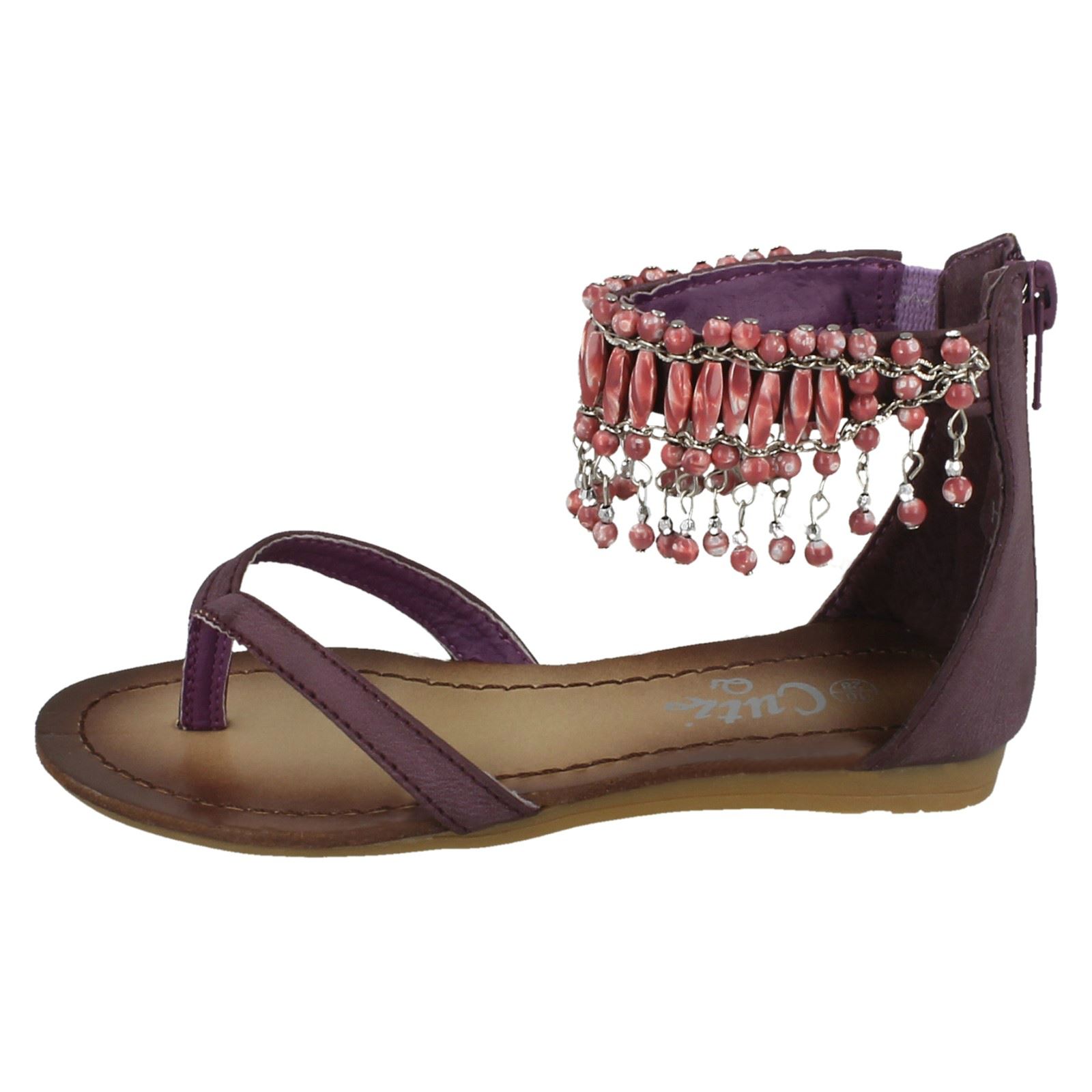 beaded t strap sandals