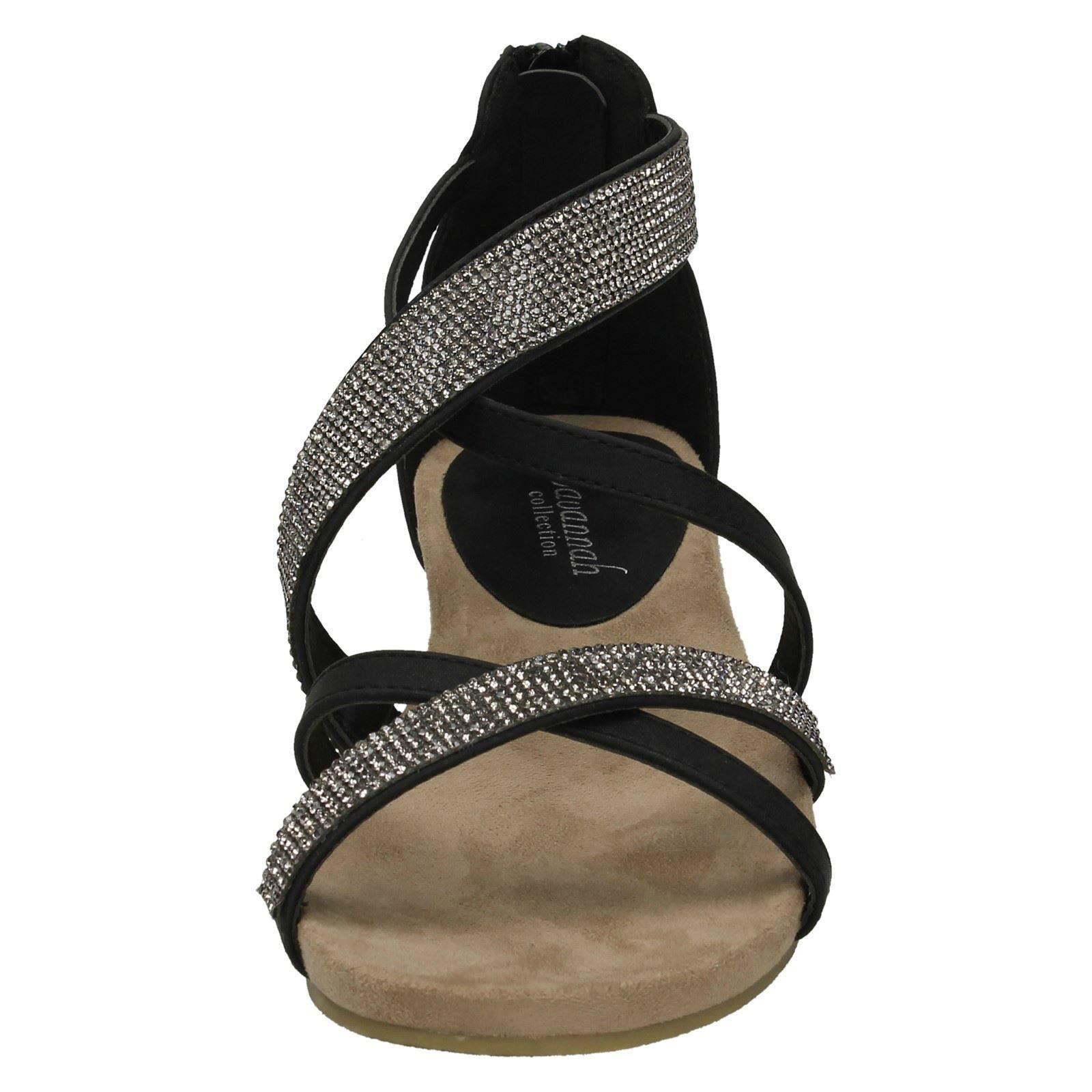 Savannah Damen-Sandalen niedriger Keilabsatz – Diamanten X-Riemen - Bild 10 von 28
