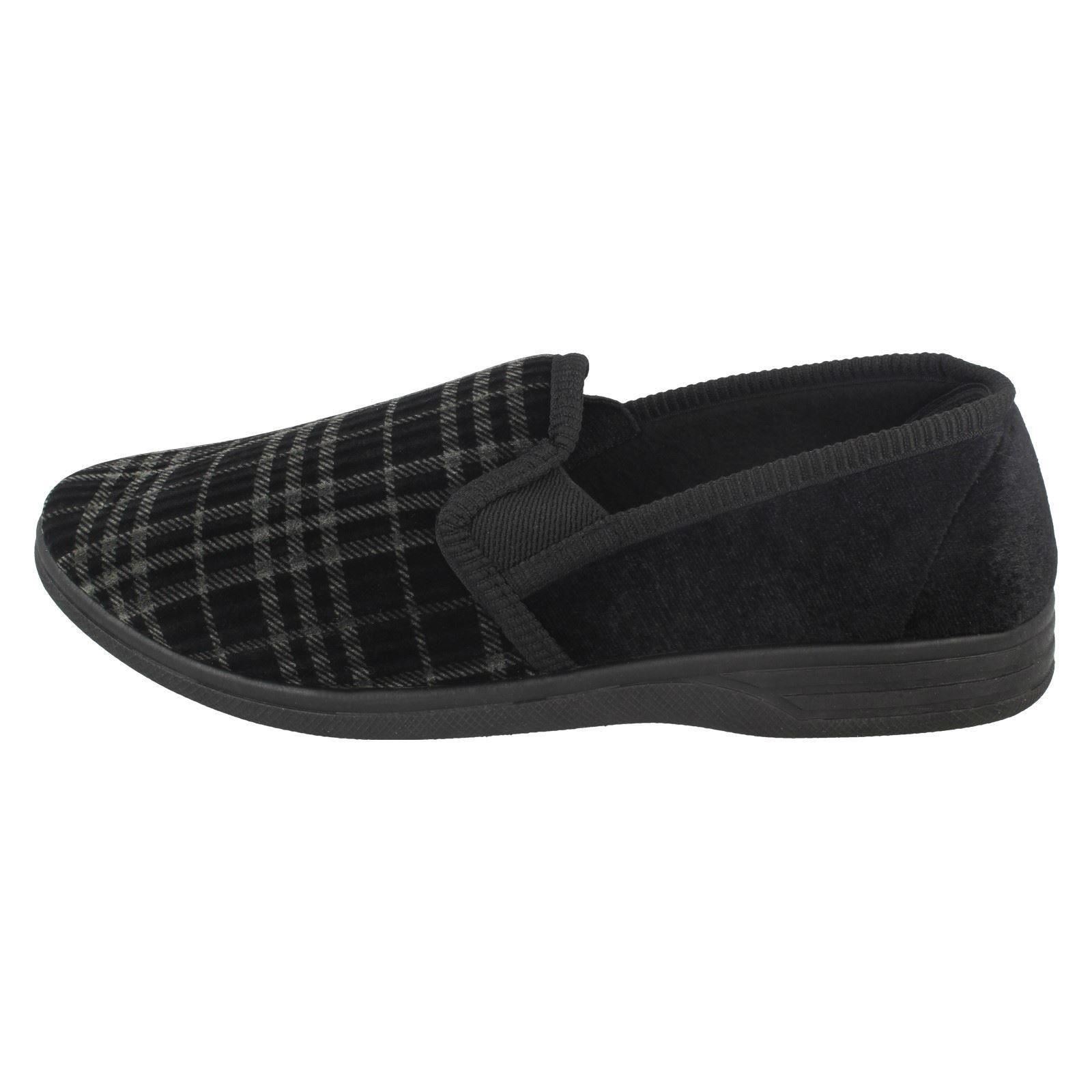 Mens Spot On 'Checked Slippers' - Picture 5 of 19
