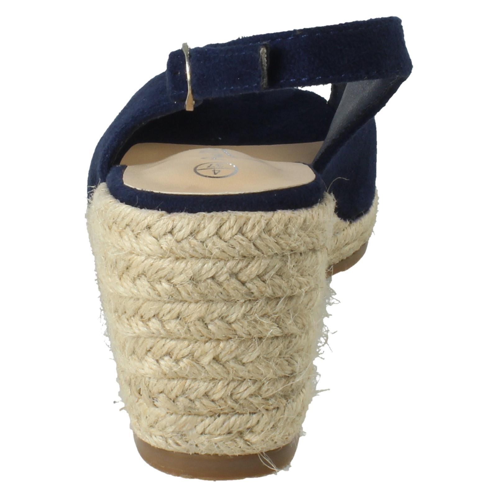 Ladies Anne Michelle Microfibre Wedge Heel Squared Toe Sandals 'F2R306' - Picture 14 of 28