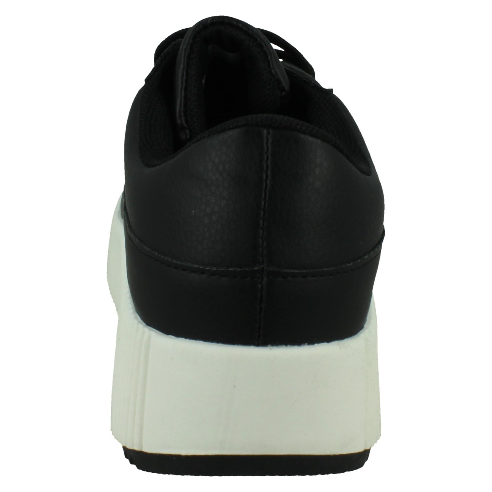 Mujer Elle Sport Cordones Blanco y Negro Informal Zapatos Zapatillas Cuña - Imagen 5 de 10