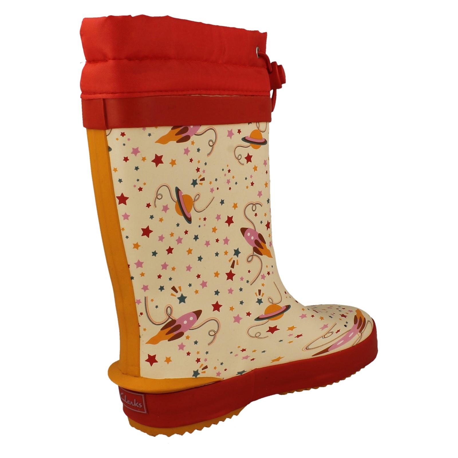 Childrens Clarks Creature Detailed Toggle Top Wellington Boots 'Tarri Race' - Picture 50 of 54
