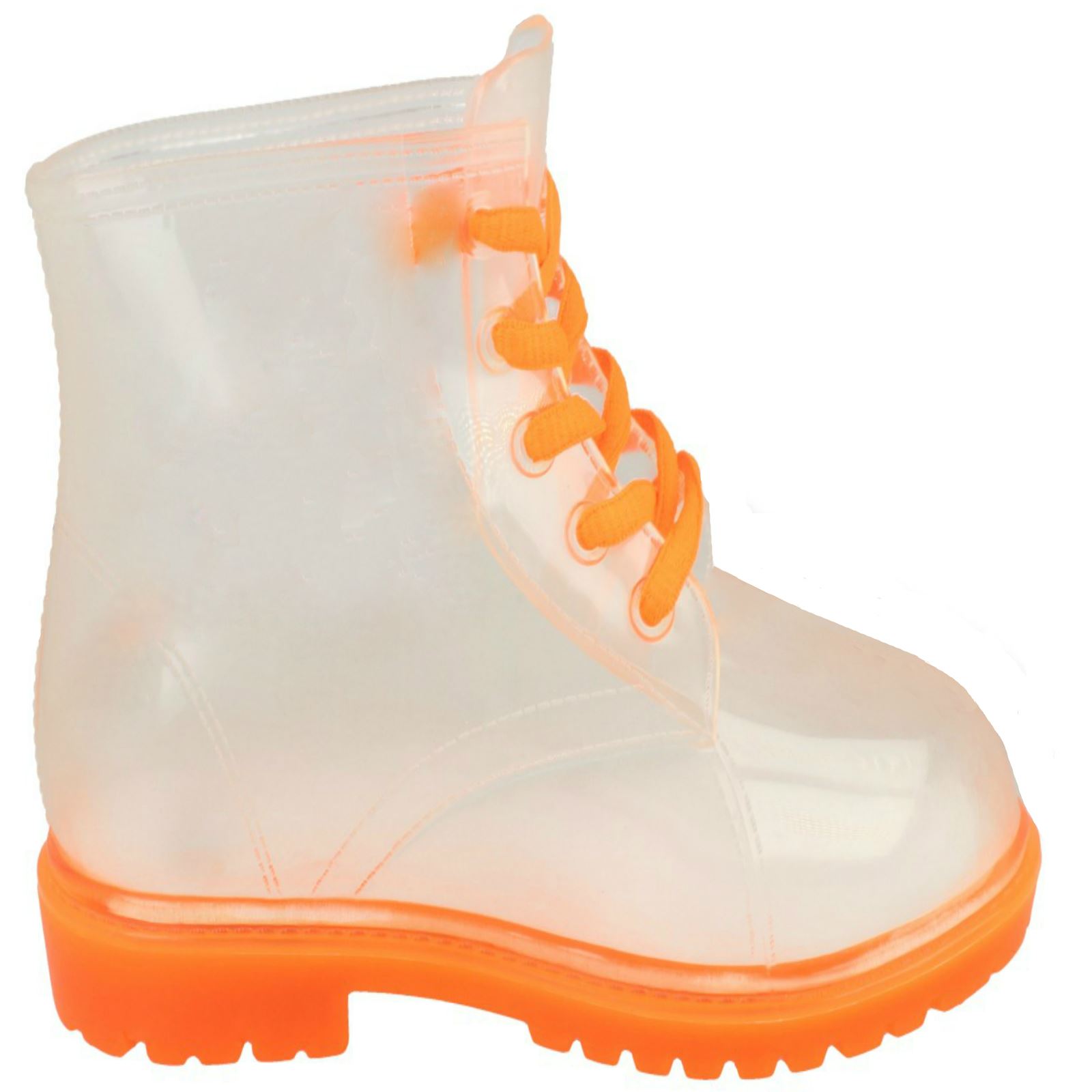 Girls Spot On Lace Up Jelly Look Wellington Boot - Picture 22 of 46