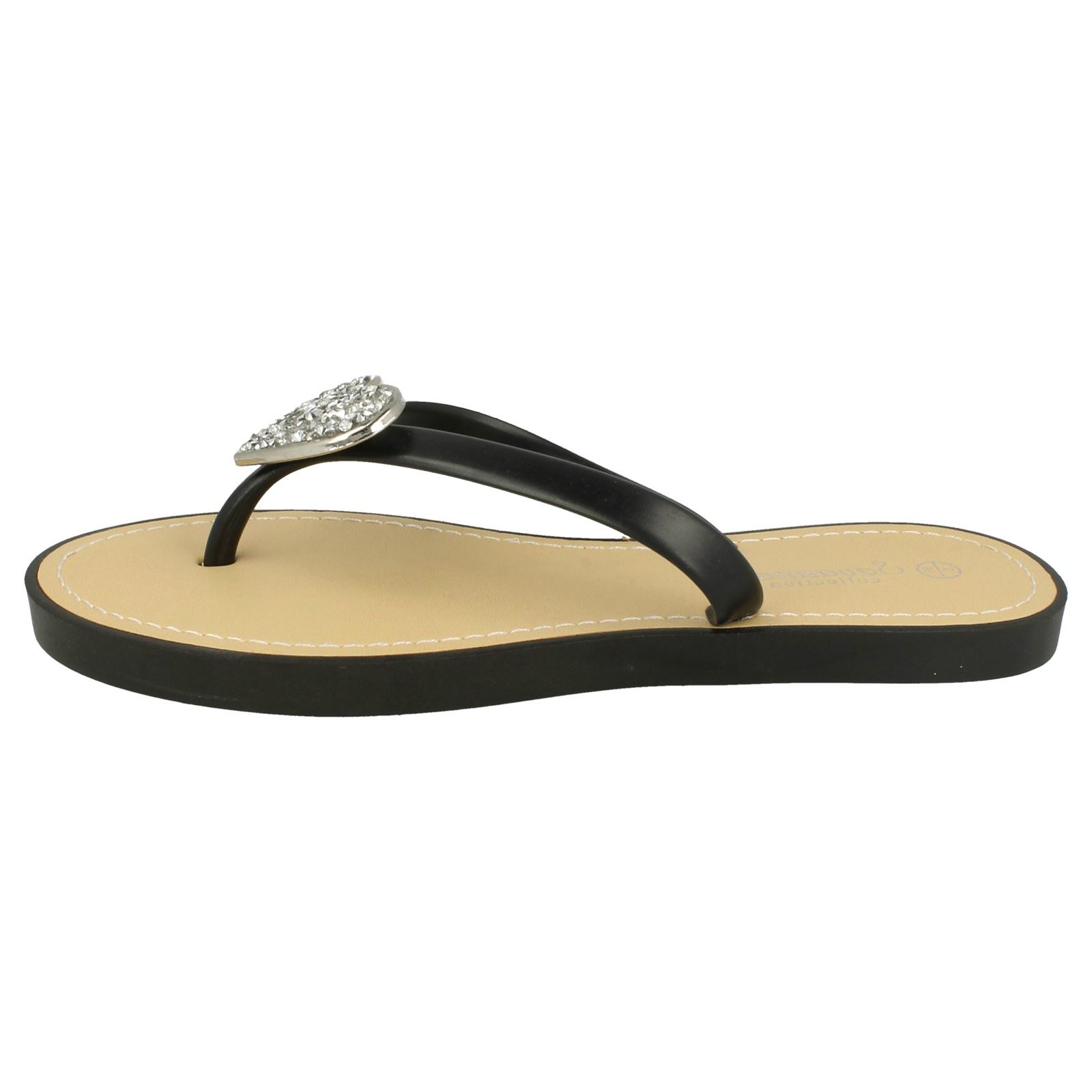 Chanclas elegantes sin cordones con detalles brillantes del corazón para damas Savannah F0R816 - Imagen 3 de 37