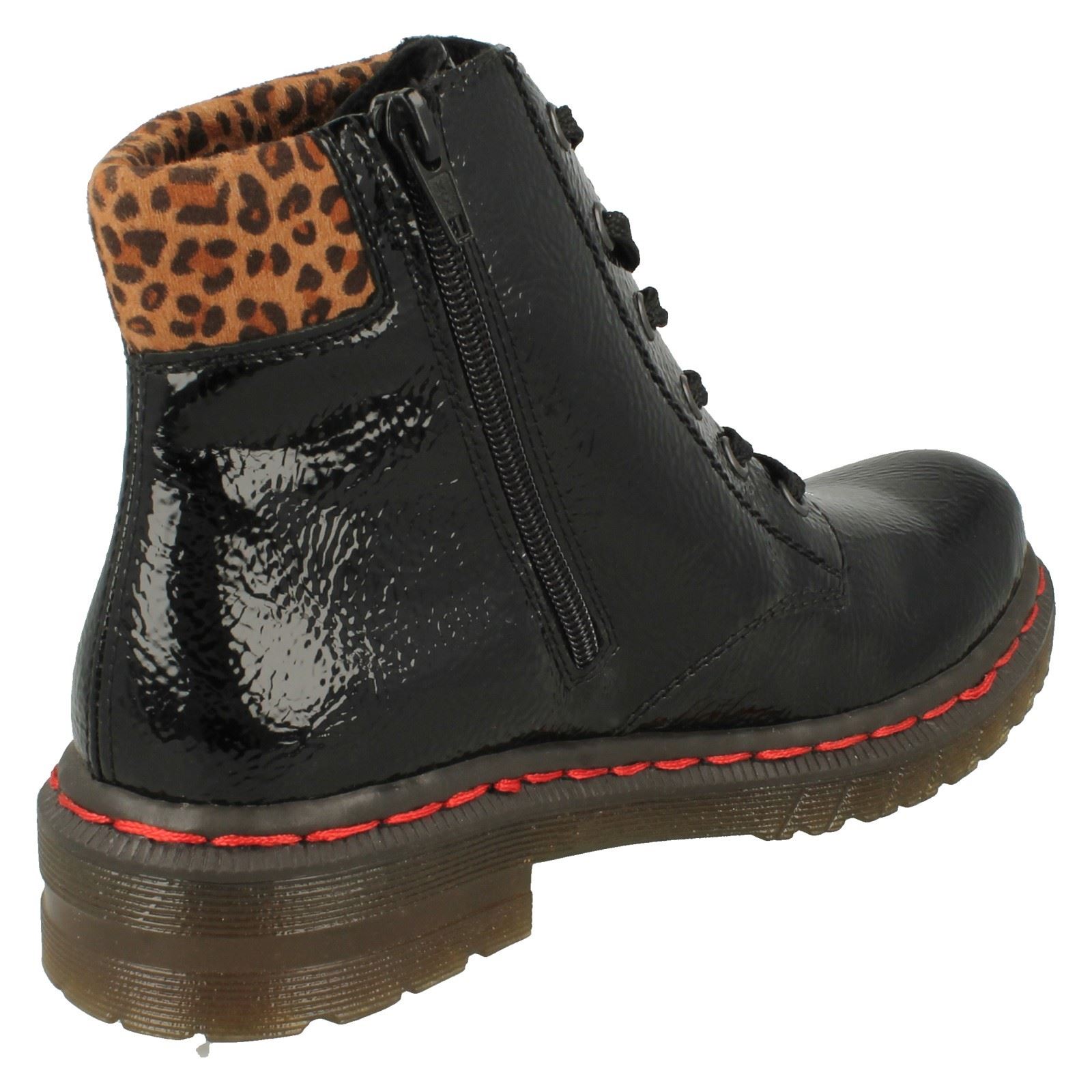 rieker leopard collar lace boot