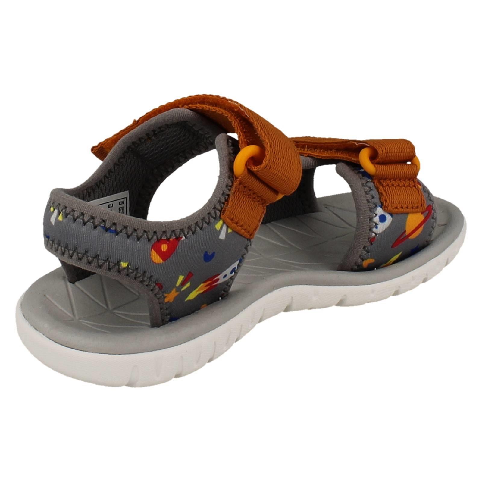 Kids Clarks Pattern Detailed Adjustable Sandals Surfing Tide T - Picture 6 of 37