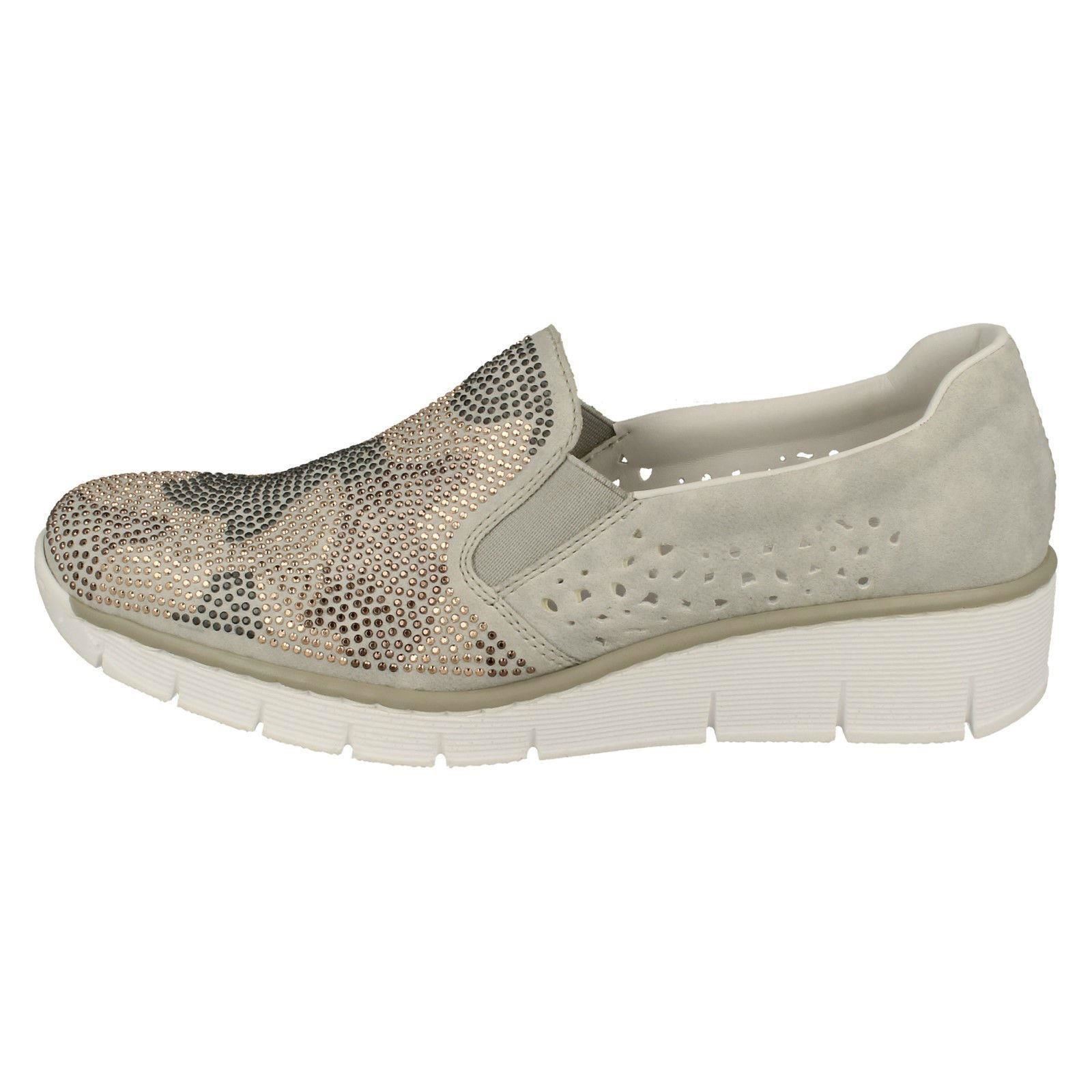 Ladies Rieker Slip Slip Slip On Flat Low Wedge Loafer Style Stud Pattern shoes 537T1 b7e939 Ladies Rieker Slip Slip Slip On Flat Low Wedge Loafer Style Stud Pattern shoes 537T1 b7e939