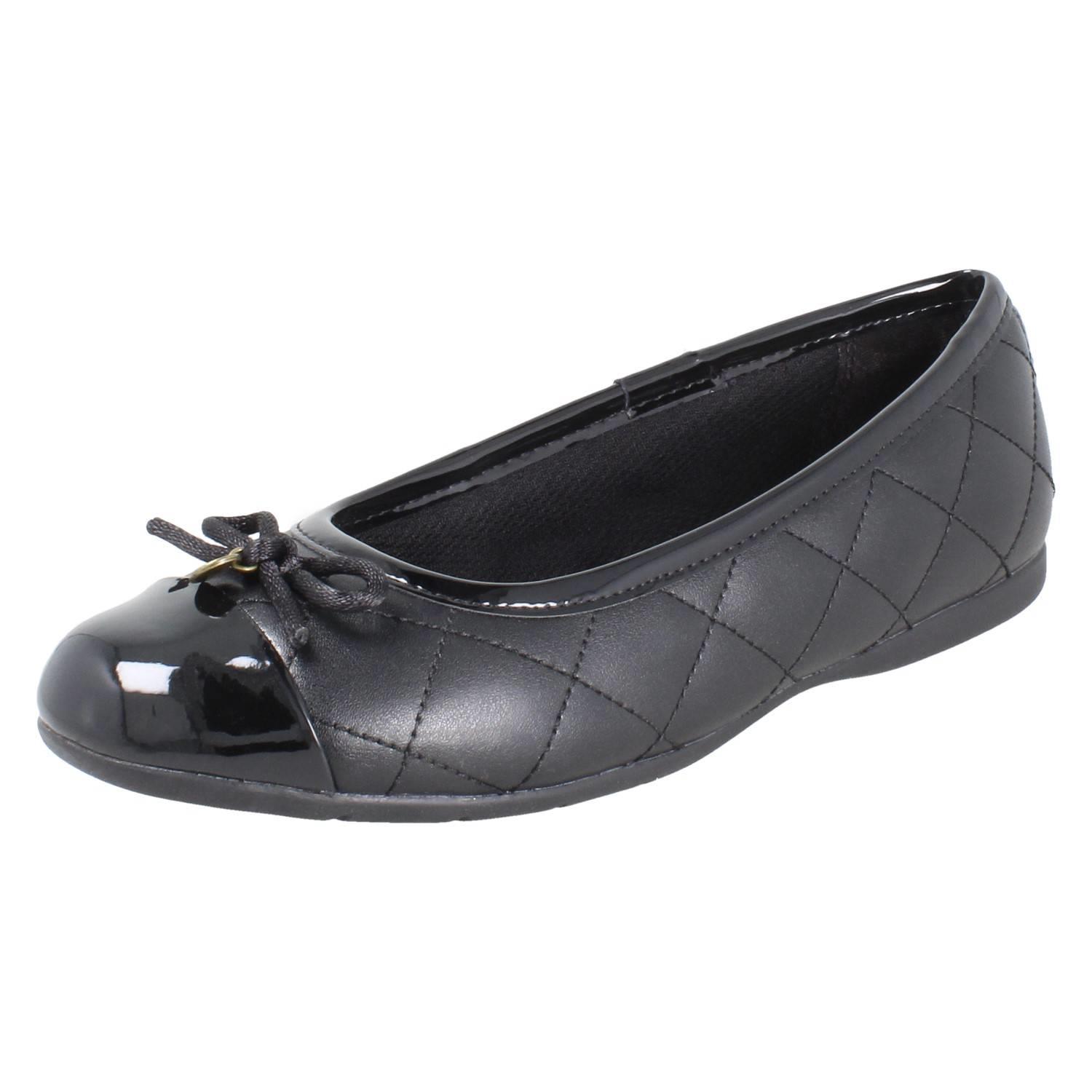 Girls Clarks Synthetic Quilted Slip On Ballerina School Shoes *Dance Cap* - Picture 2 of 10