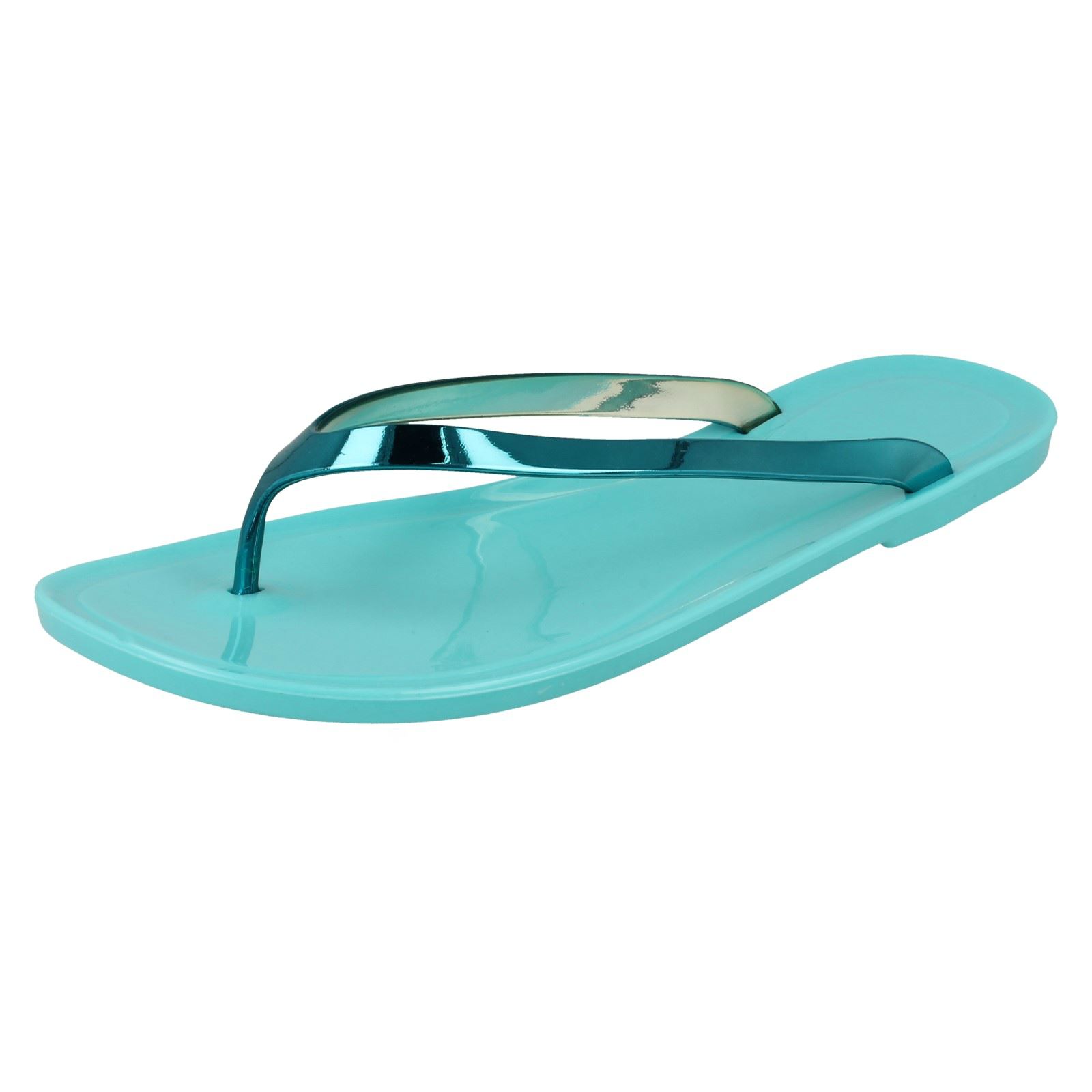 Damen Spot On flache metallische Zehenstegsandalen *Gelee * - Bild 20 von 28