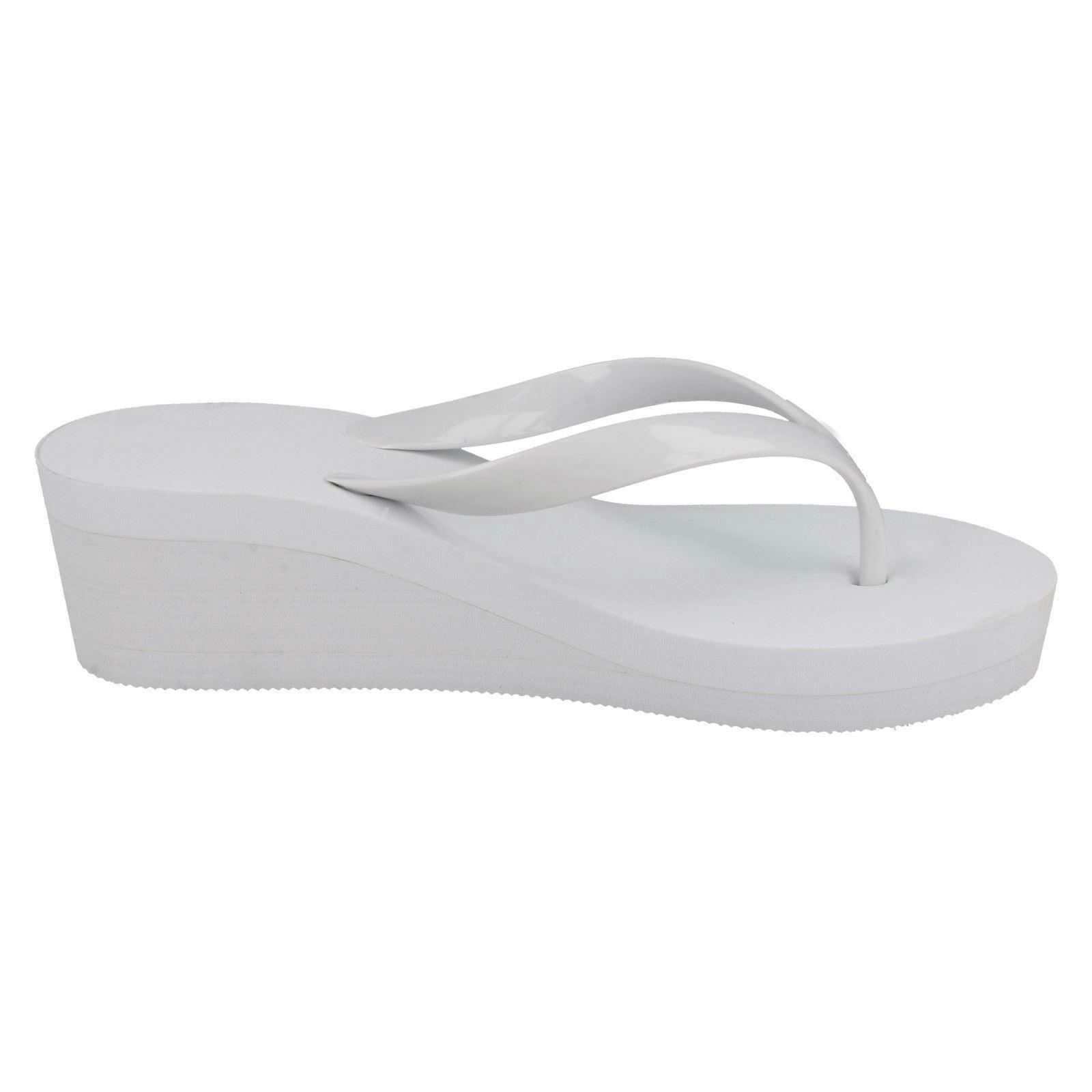 Ladies Spot On Wedged Flip Flops 'F1R0844' - Picture 13 of 19