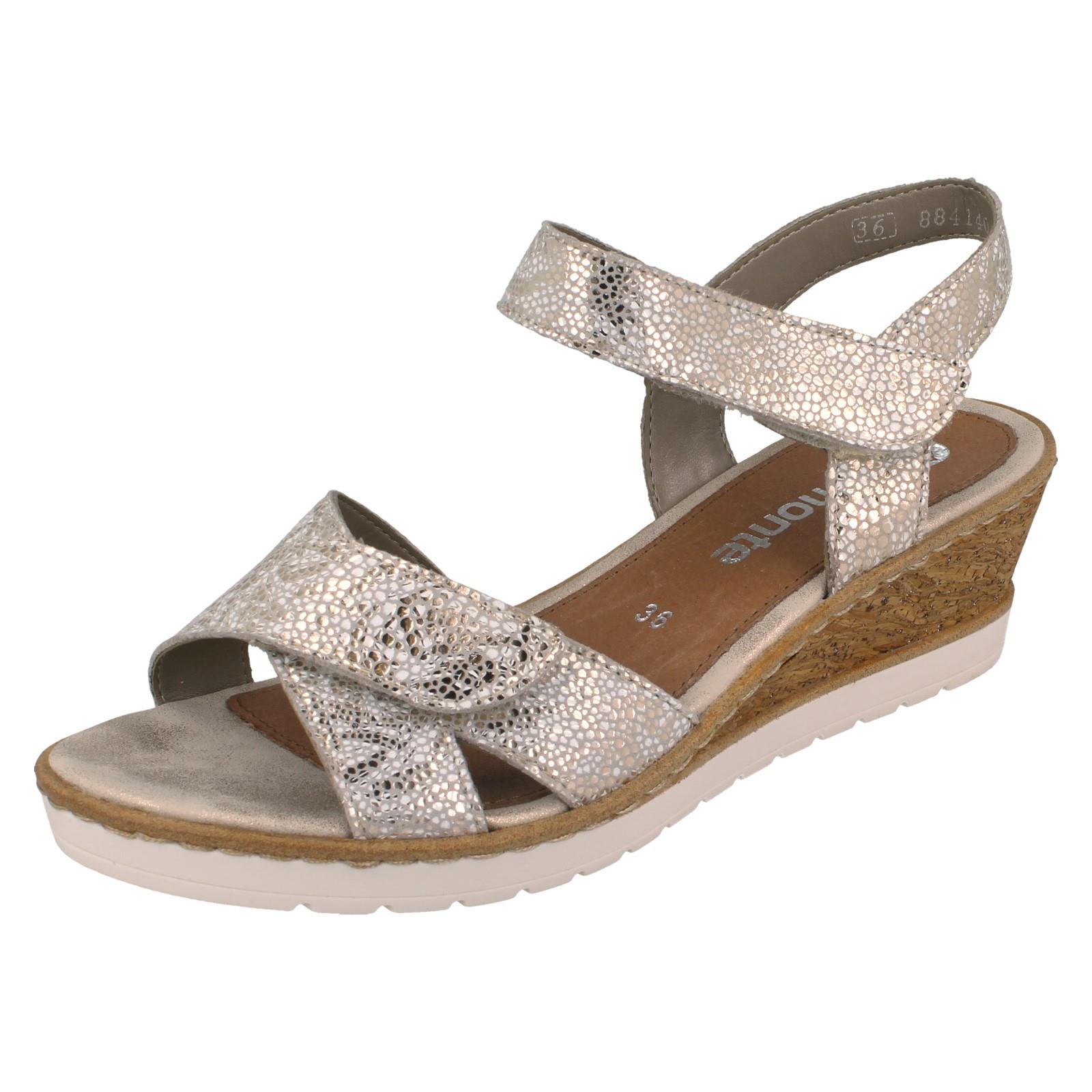 Damen Remonte Metallic Leder Riemchen Keilabsatz Sommer Sandalen "R6252" - Bild 2 von 10