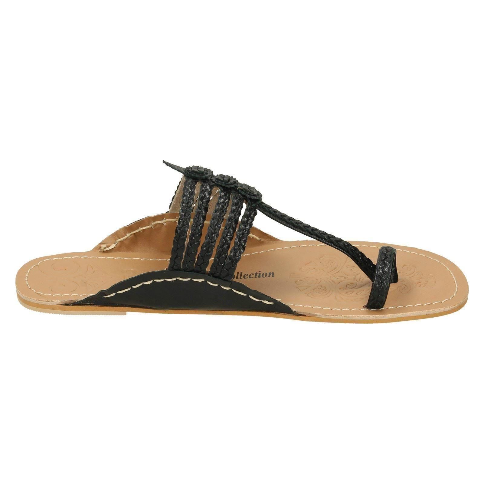 Ladies Leather Collection Flat Toeloop 'Braided Sandals' - Picture 7 of 55