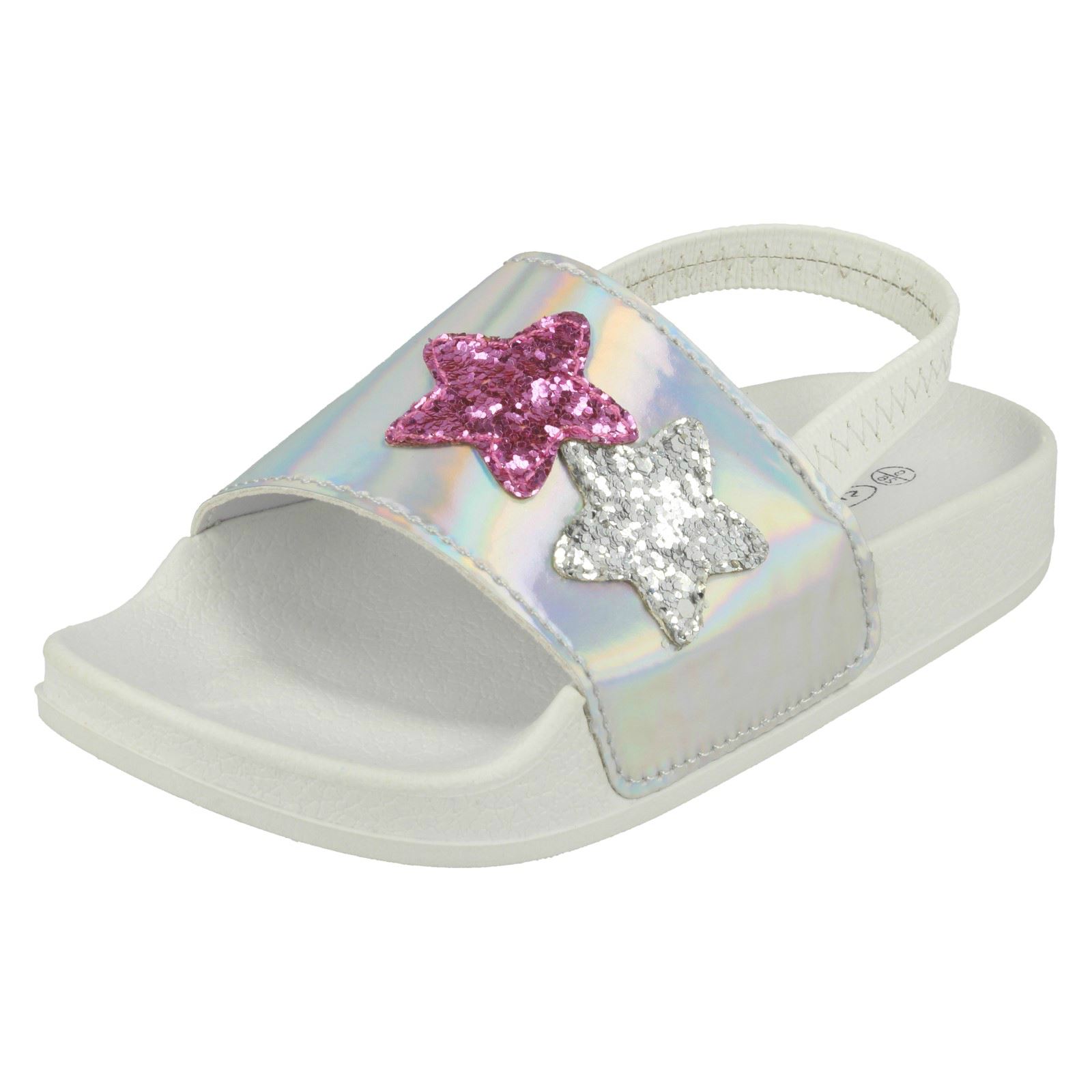 Girls Spot On Slingback Sliders 'With Glitter Star Design' - Picture 11 of 19