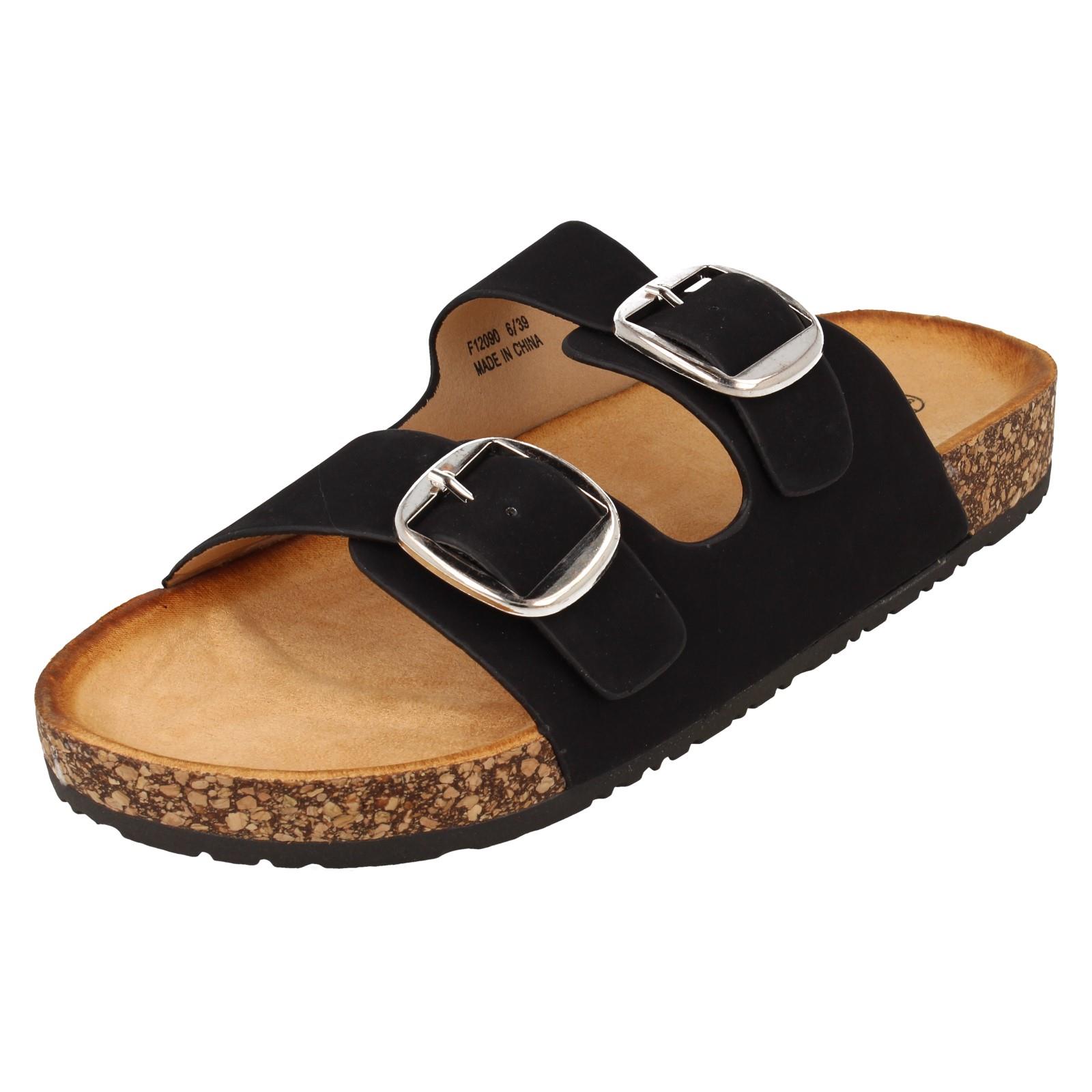 Ladies Down to Earth Low Flatform Dual Buckle Mule Sandal 'F1R2090' - Picture 2 of 46