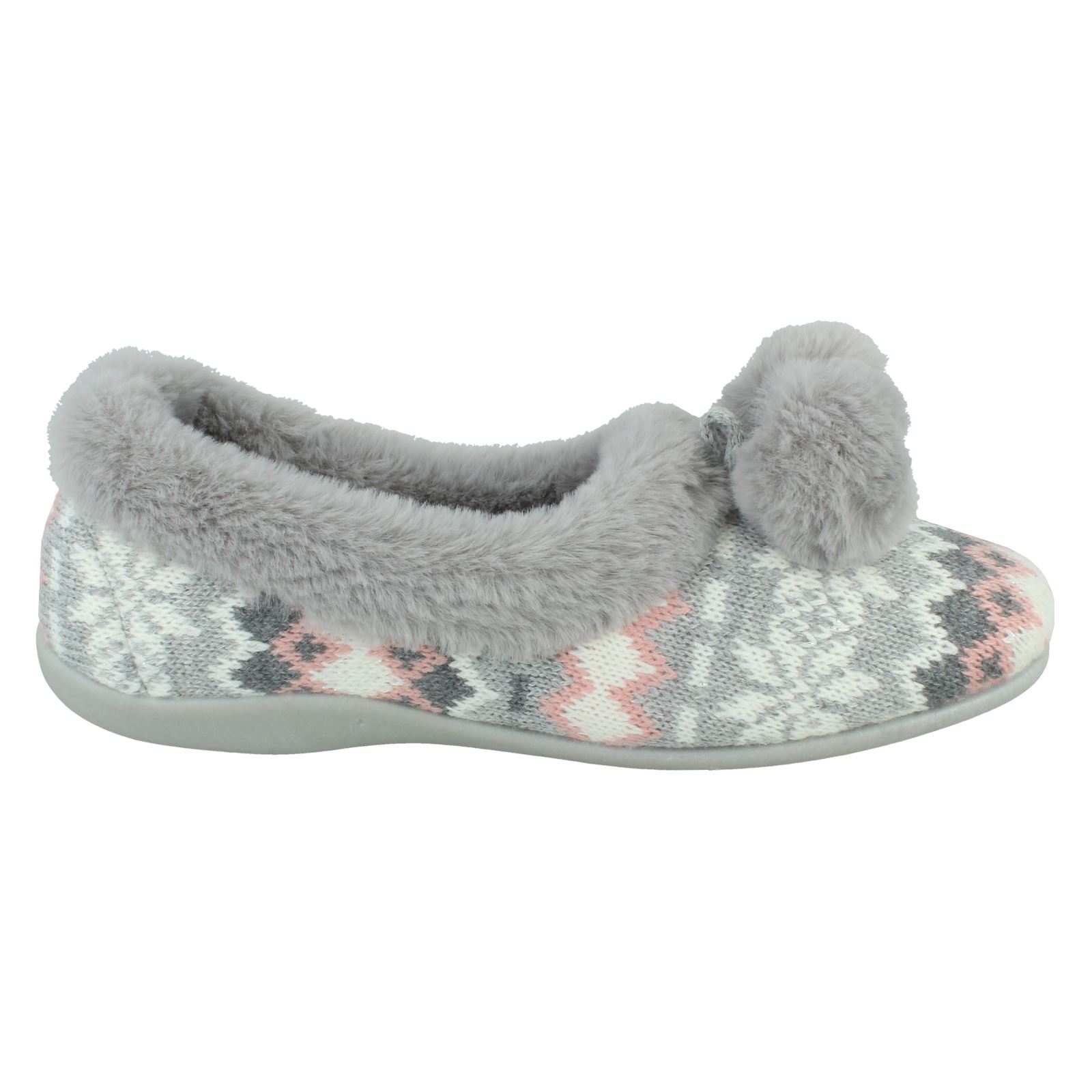 Pantuflas pompones de espuma viscoelástica para damas RoseBank estampado noruego detallado Grace - Imagen 7 de 10