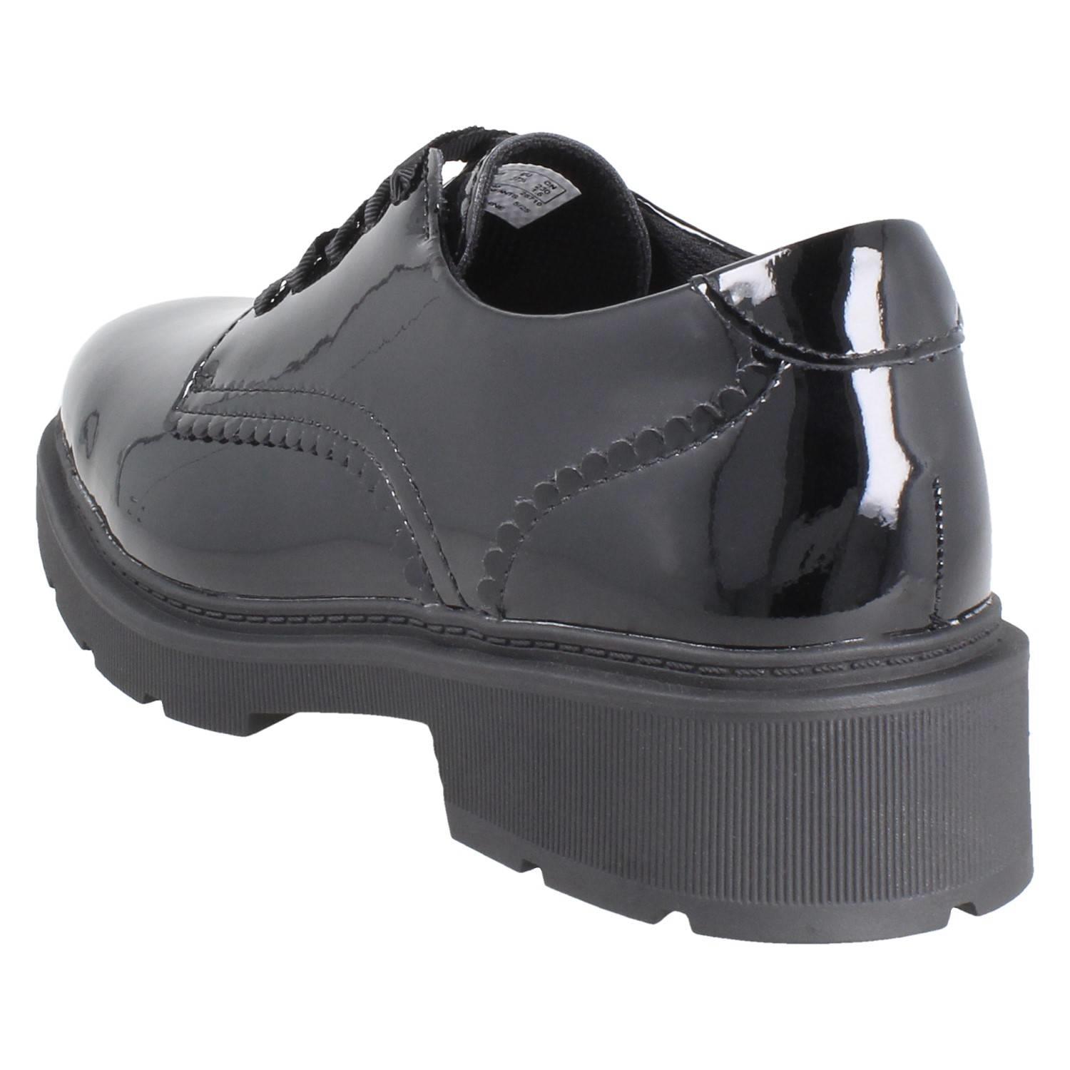 Girls Clarks Scalloped Edge Chunky Sole Leather Lace Up School Shoes *Eris Pure* - Picture 15 of 21