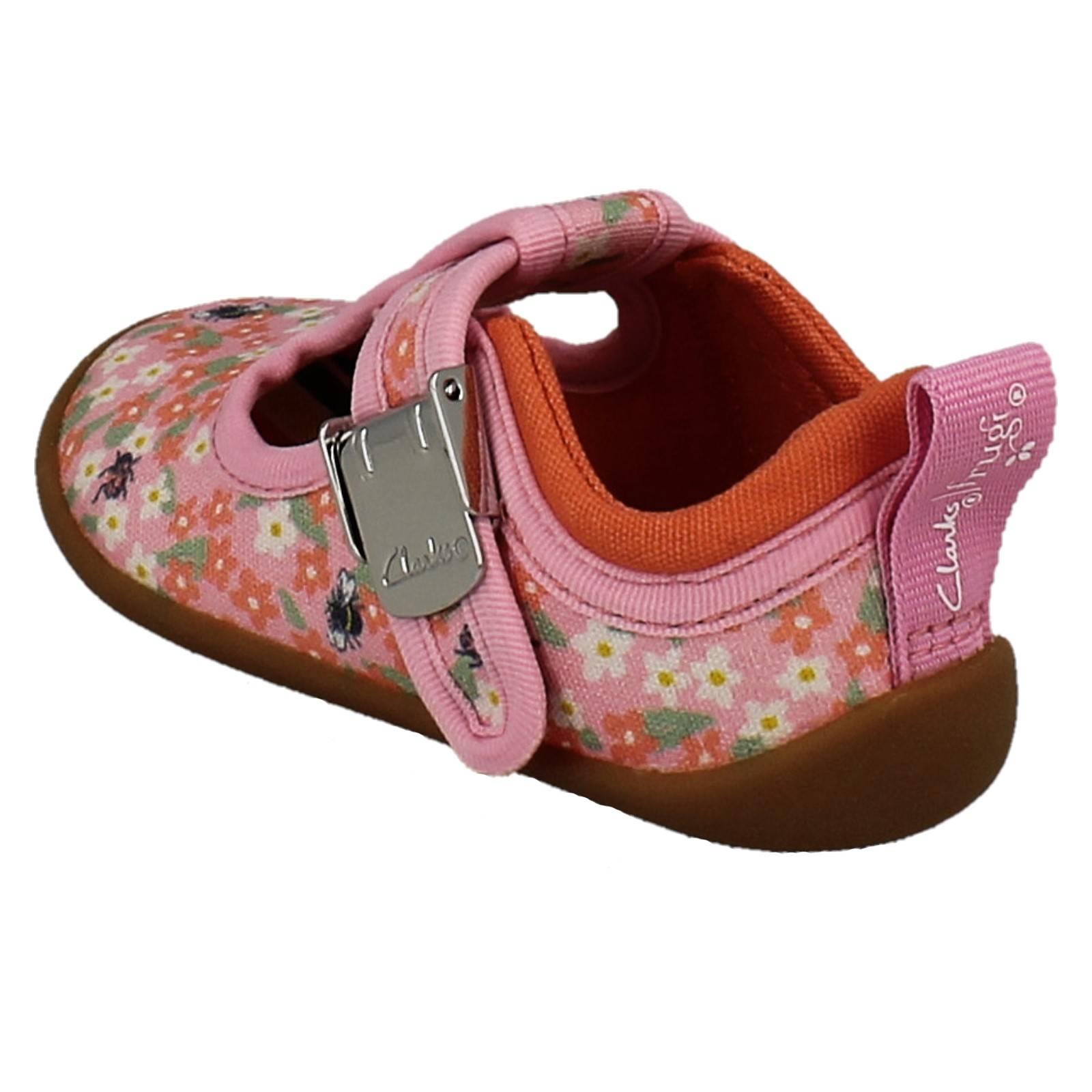Girls Clarks Canvas T-Bar Roamer Bloom T - Picture 4 of 10