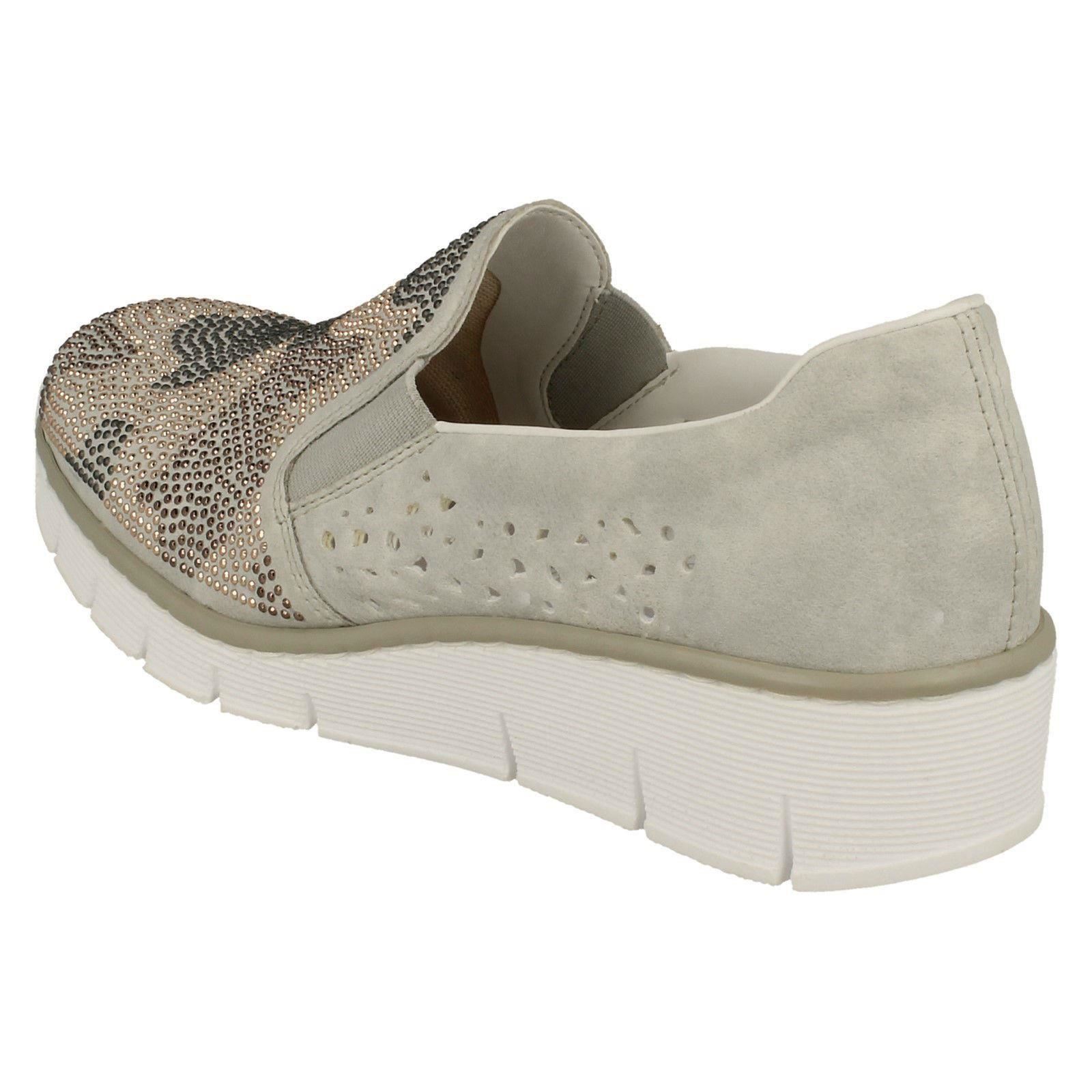 Ladies Rieker Slip Slip Slip On Flat Low Wedge Loafer Style Stud Pattern shoes 537T1 b7e939 Ladies Rieker Slip Slip Slip On Flat Low Wedge Loafer Style Stud Pattern shoes 537T1 b7e939