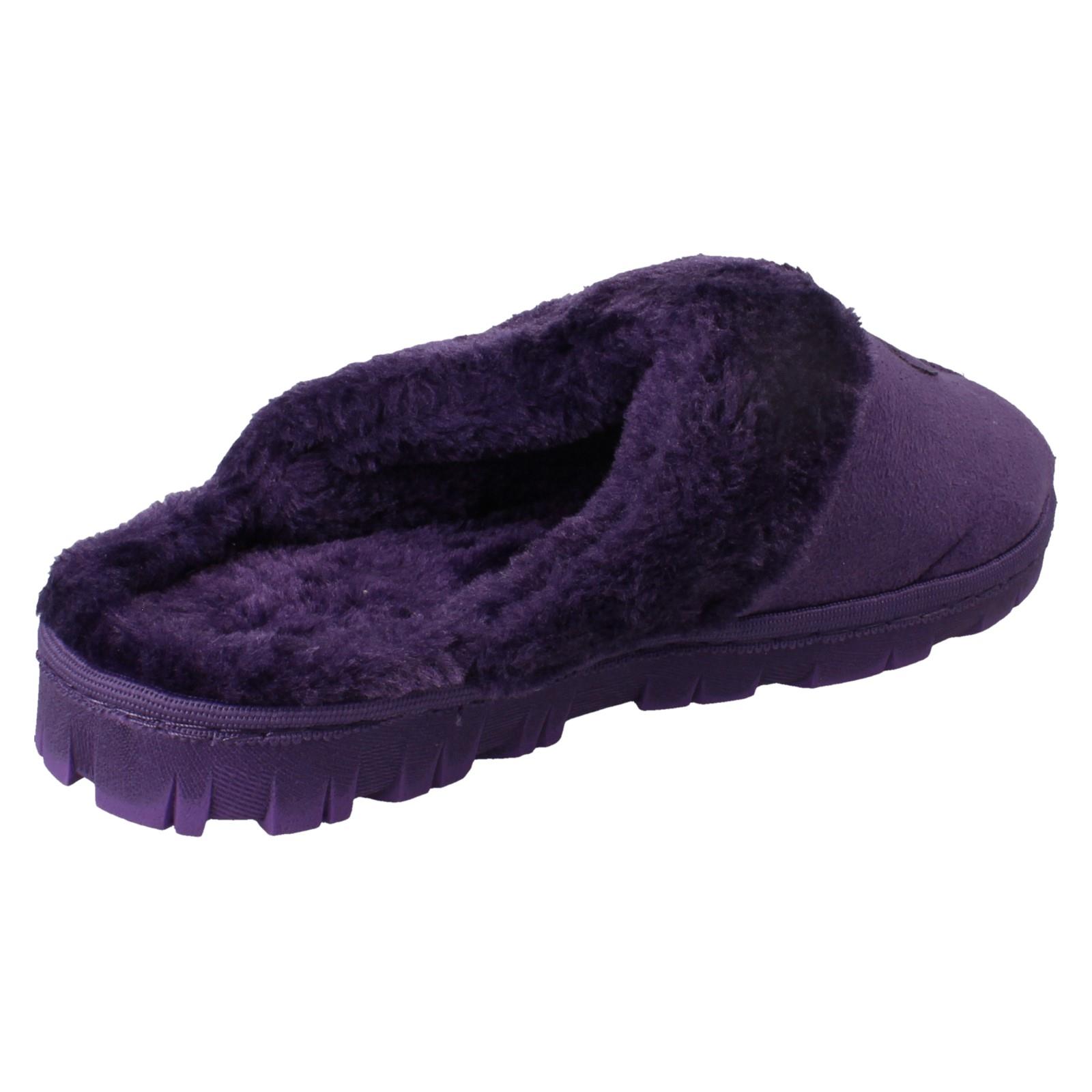 Mujer Spot On Mula Piel Sintética Forrado sin Cordones Ropa Cómoda Pantuflas - Imagen 42 de 46