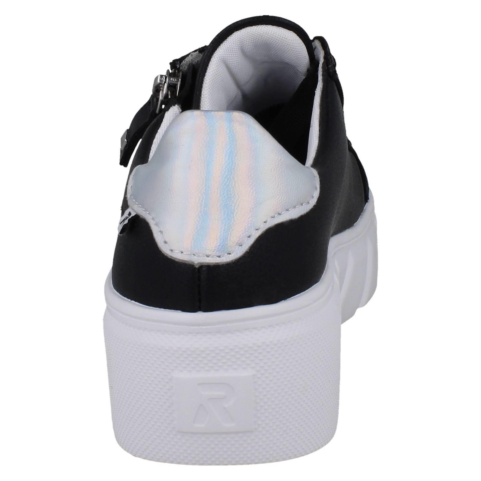 Zapatillas deportivas Rieker de cuero con cordones en cuña con detalle perforado para dama, W2605 - Imagen 5 de 10