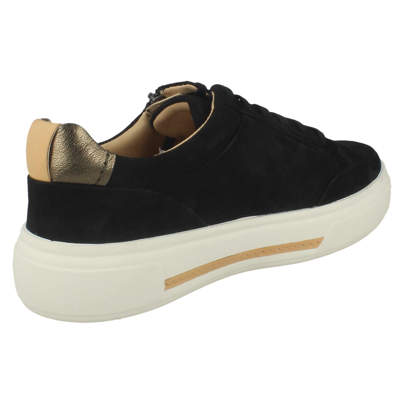 Damen Clarks Nubuk Leather Reißverschluss & Schnürer Freizeit Turnschuhe Malve - Bild 6 von 19