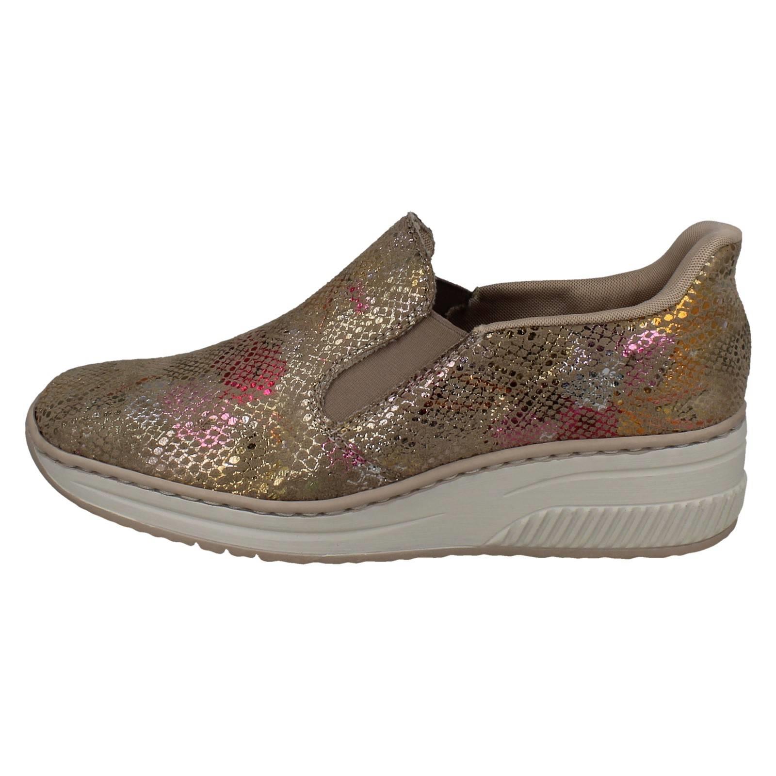 Ladies Rieker Wedge Sole Casual Square-Toe Slip On Shoes - 48761 - Picture 12 of 28