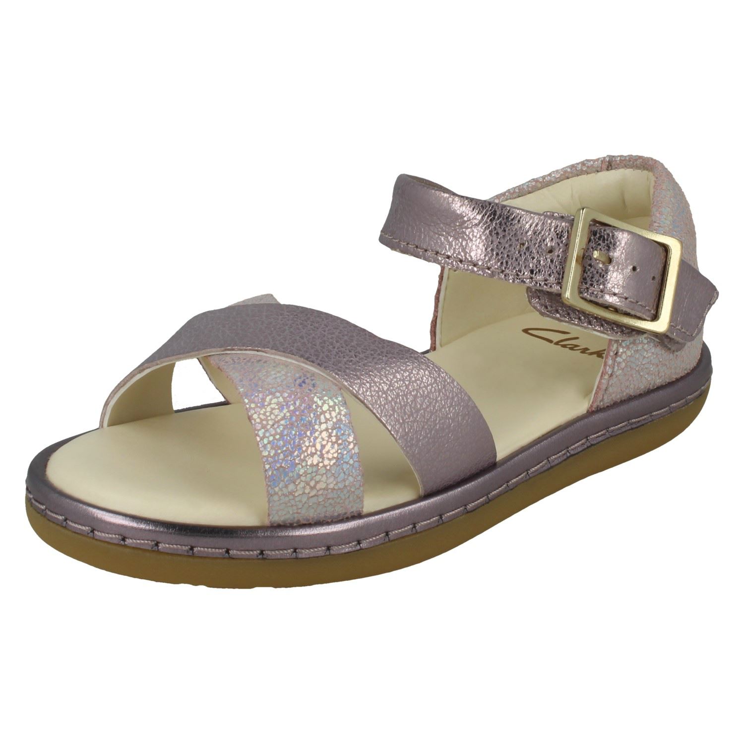 Girls Clarks Cross Detailed Skylark Pure T Sandals - Picture 11 of 19