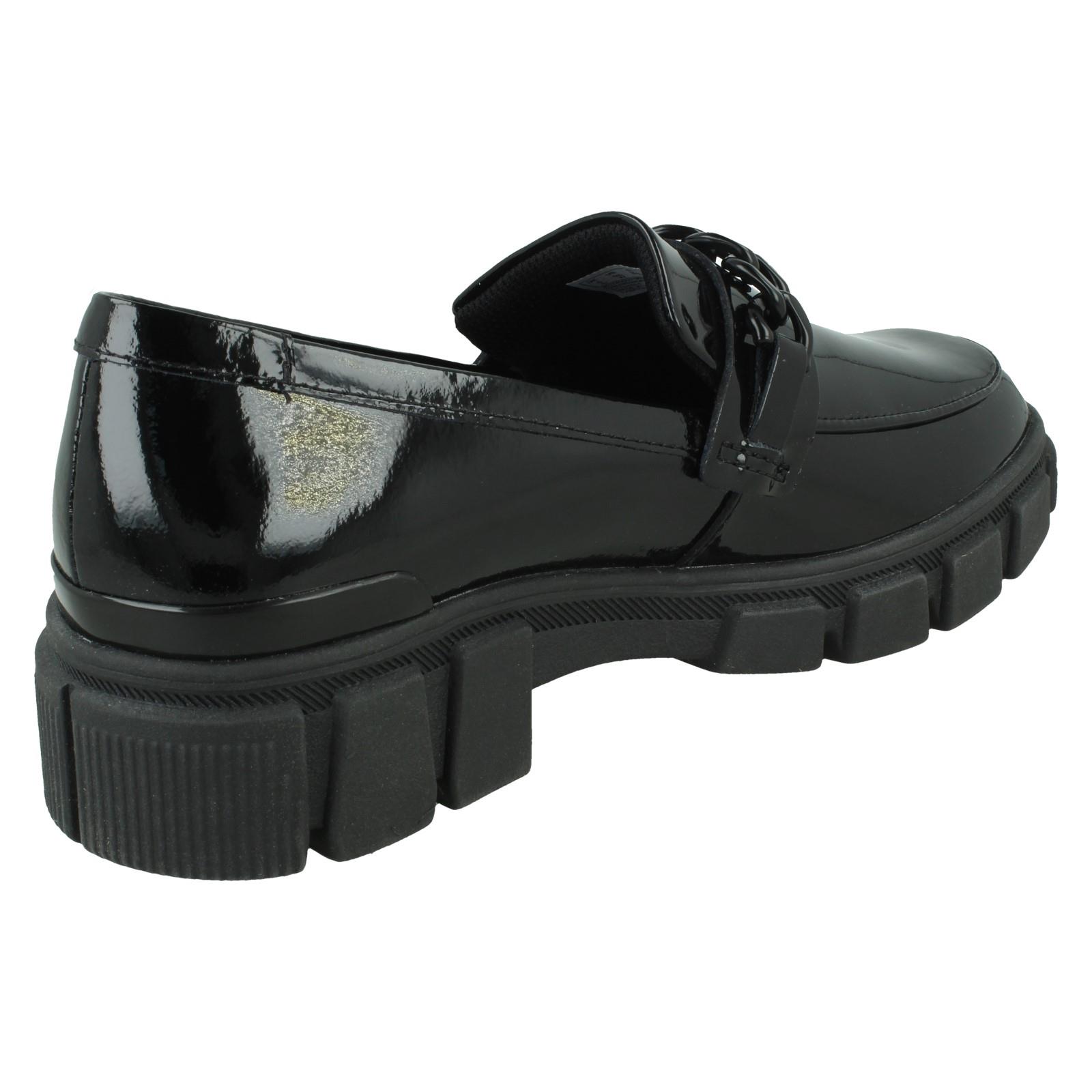 Girls Clarks Leather / Patent Chunky Sole School Shoes Evyn Walk Y - Picture 6 of 19