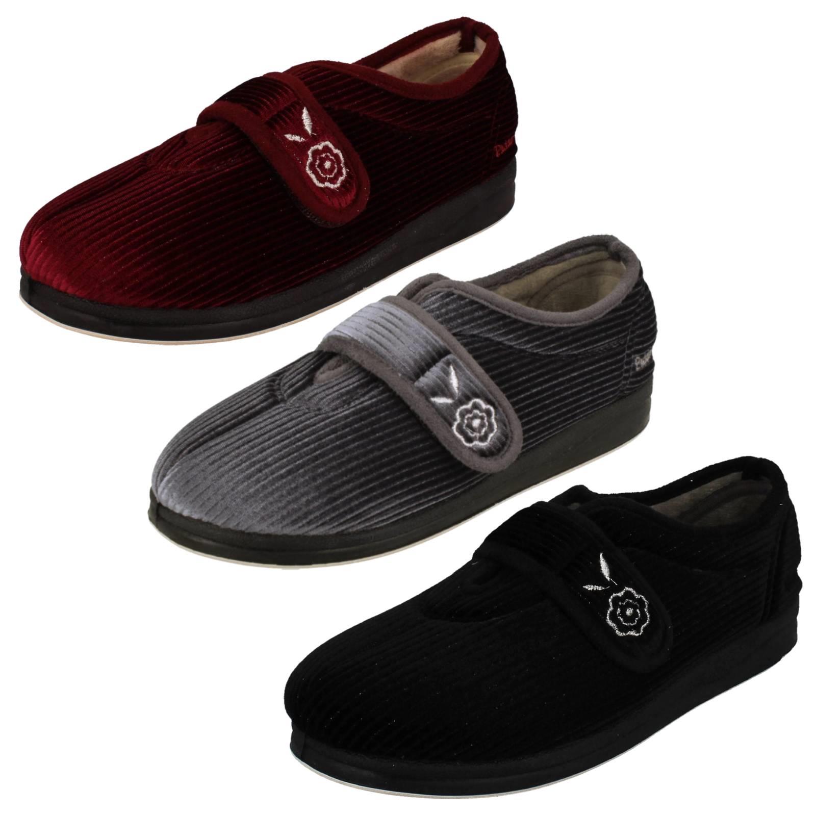 Padders Ballerina Wide E Fitting - Pantofole da donna in memory foam, Cordoncino rosso invernale scintillante, 36 EU