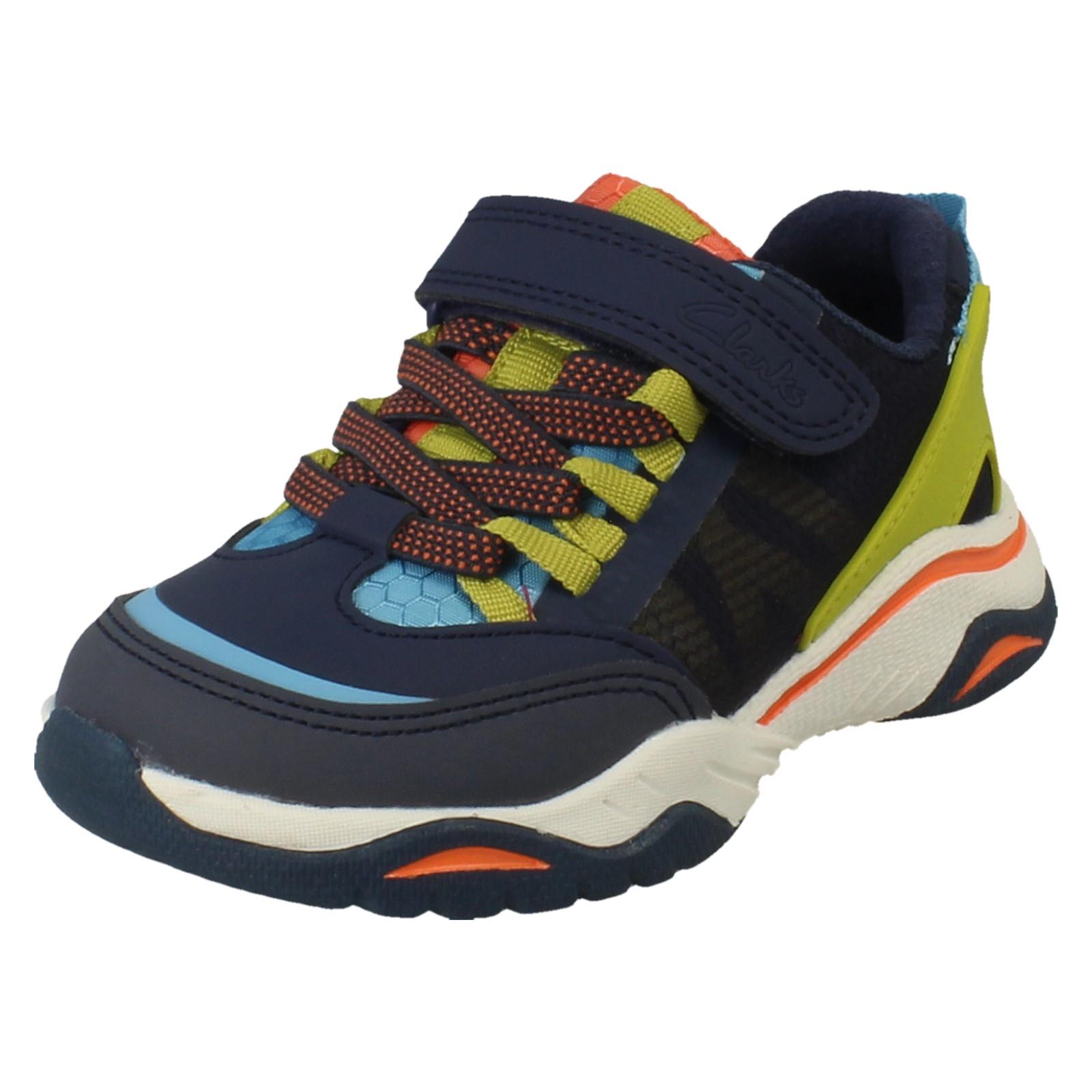 Kids Clarks Vegan Colour-Pop Machine Washable Sports Trainers *Feather Track* - Picture 20 of 37