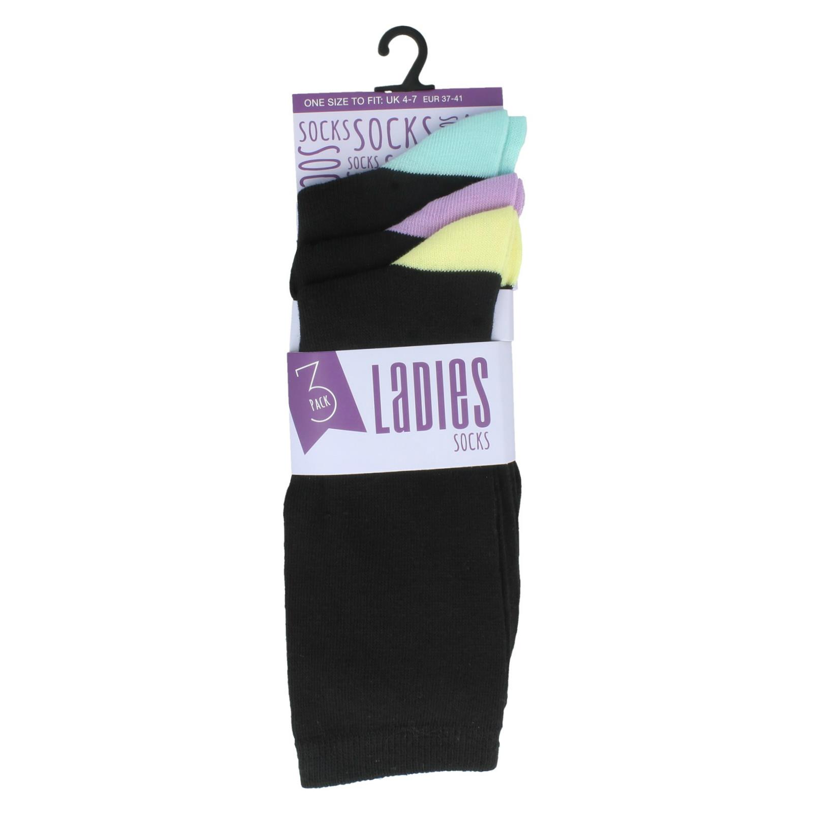 Ladies RJM 3 Pack Colour Contrast Socks 'SK242' - Picture 2 of 9