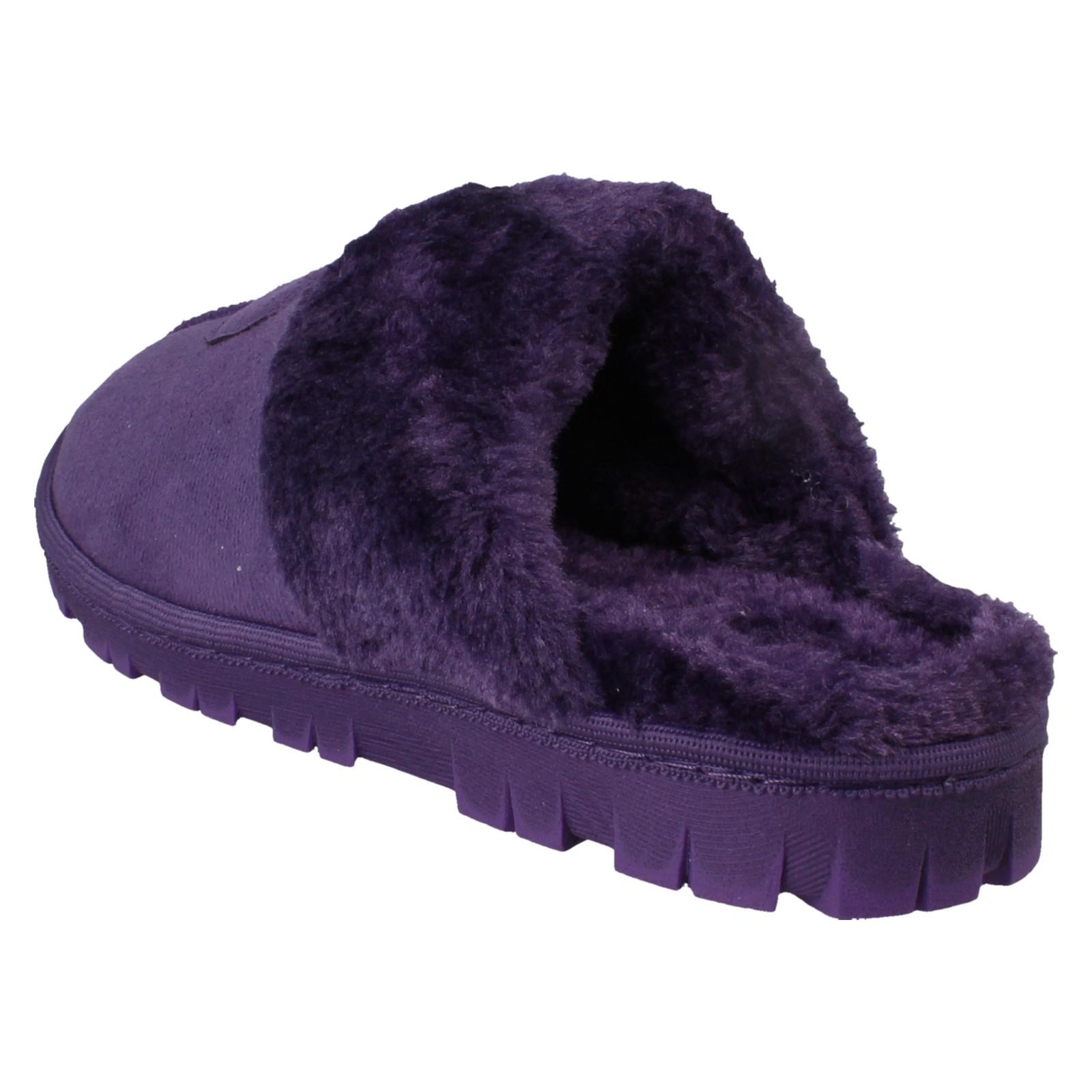 Mujer Spot On Mula Piel Sintética Forrado sin Cordones Ropa Cómoda Pantuflas - Imagen 40 de 46
