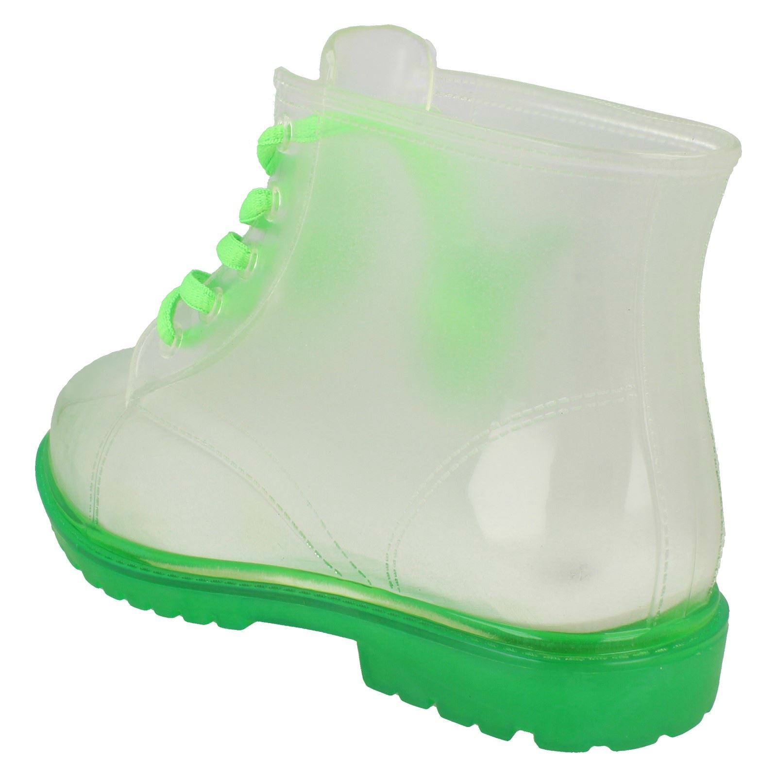 Girls Spot On Lace Up Jelly Look Wellington Boot - Picture 16 of 46