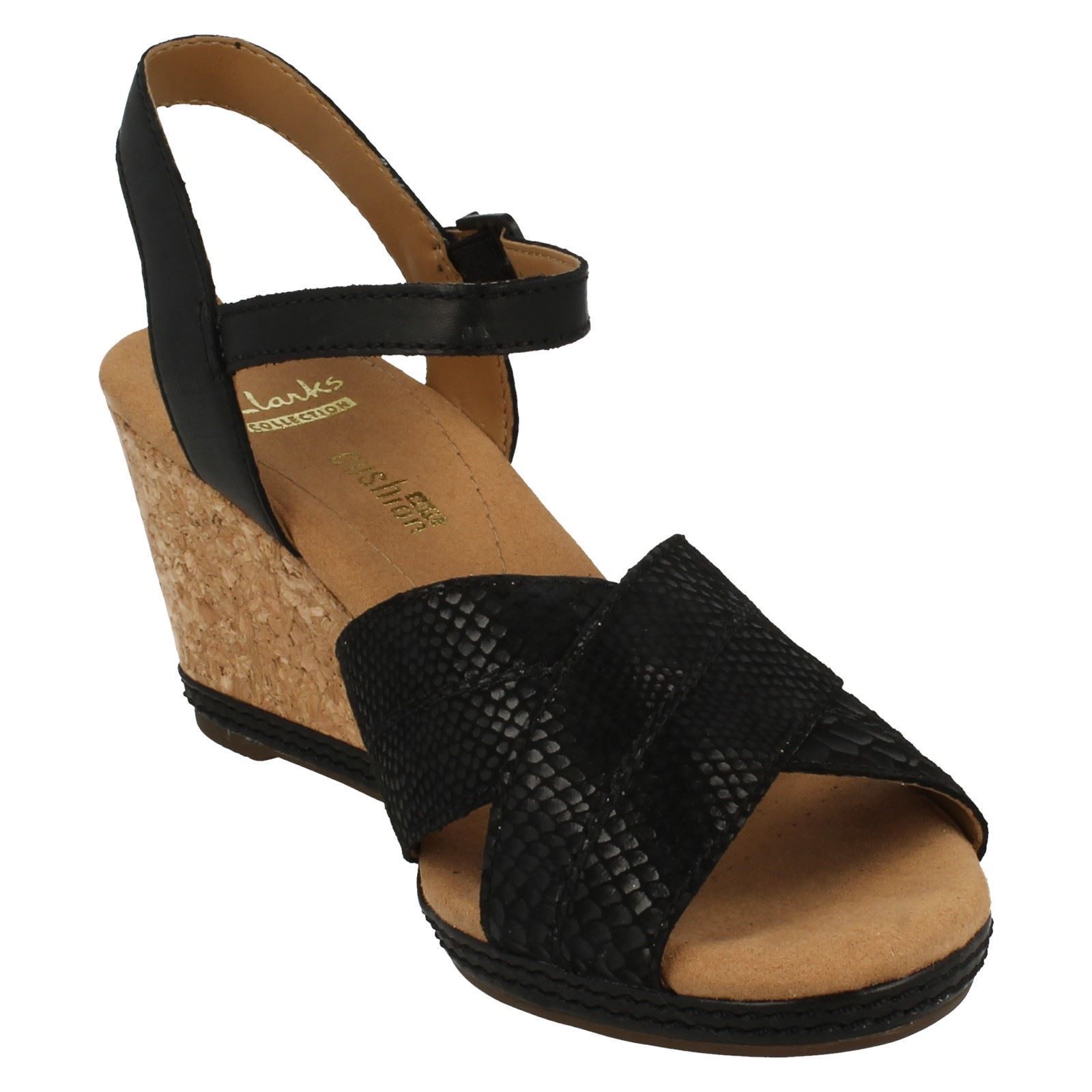 Ladies Clarks Open Toe Wedge Sandals /'Helio Latitude/'
