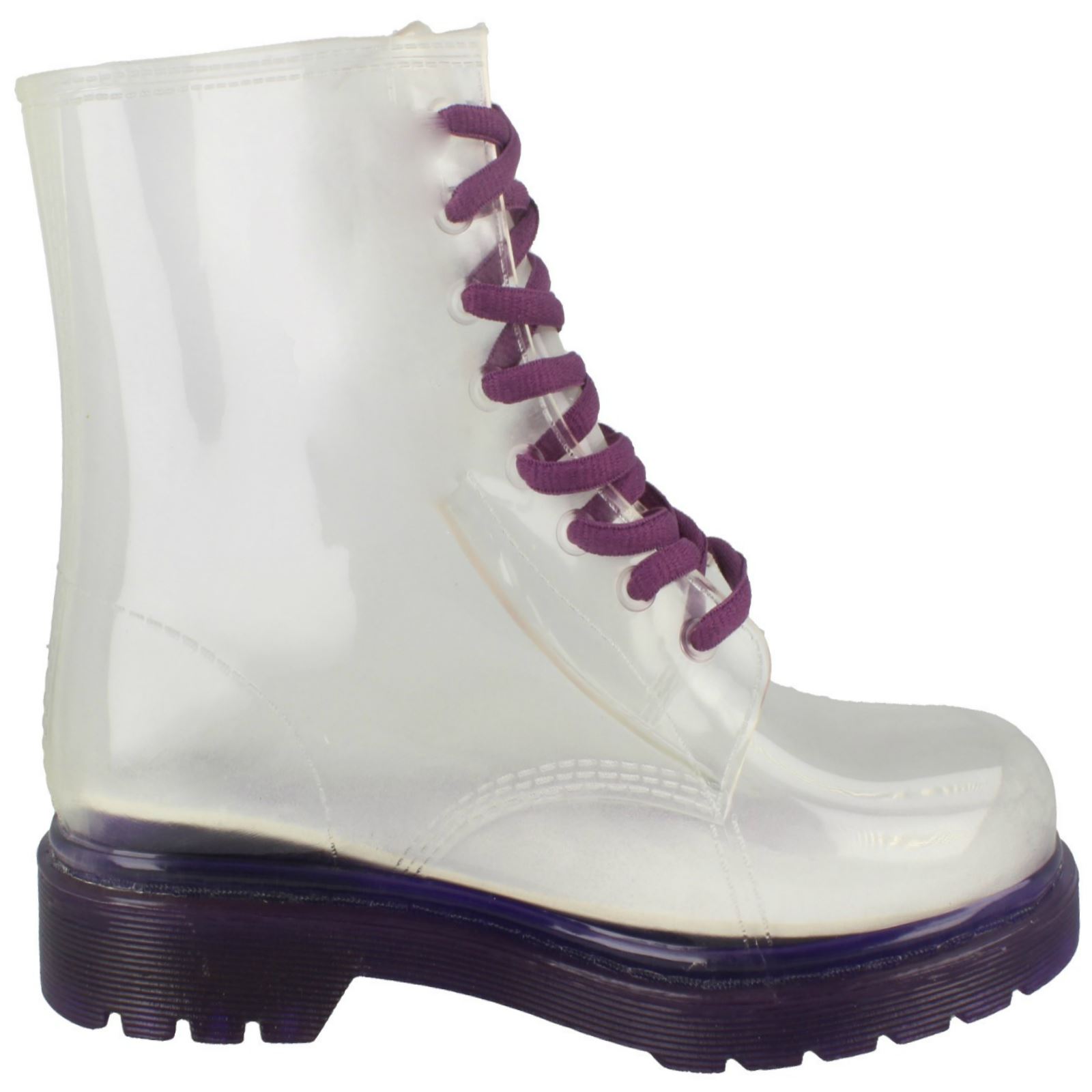 Girls Spot On Lace Up Jelly Look Wellington Boot - Picture 37 of 46
