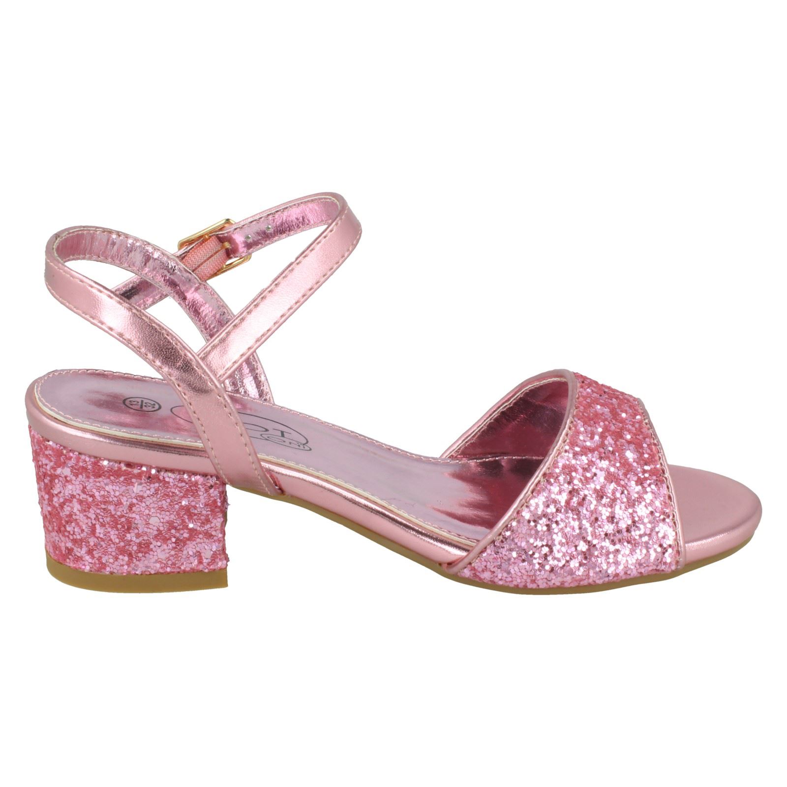Girls Spot On Mid Block Heel Sandals - Picture 16 of 28
