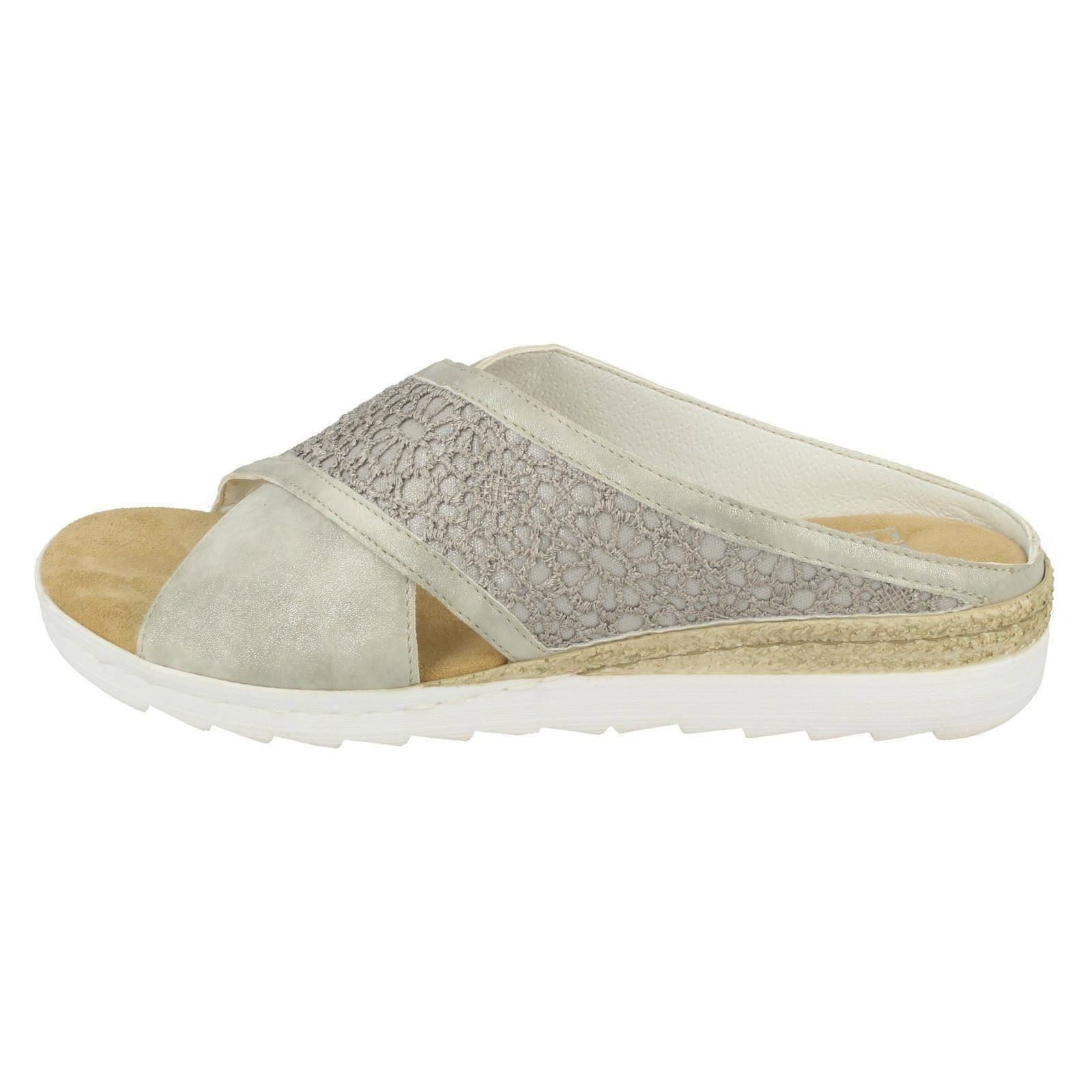 Sandals Cross Ladies Mule Rieker 63096 Grey Strap x7aIqp