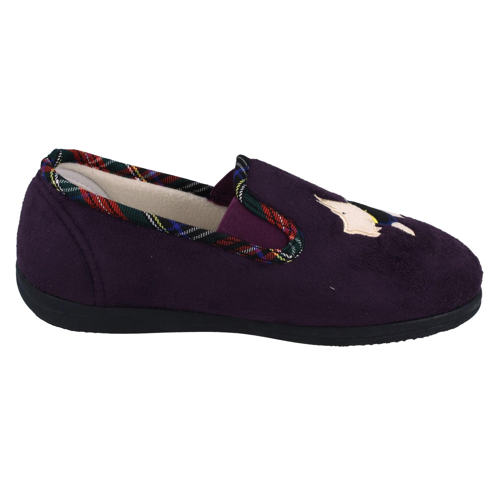 Zapatillas anchas Padders para dama con detalle de perro Scotty Dandie - Imagen 15 de 18