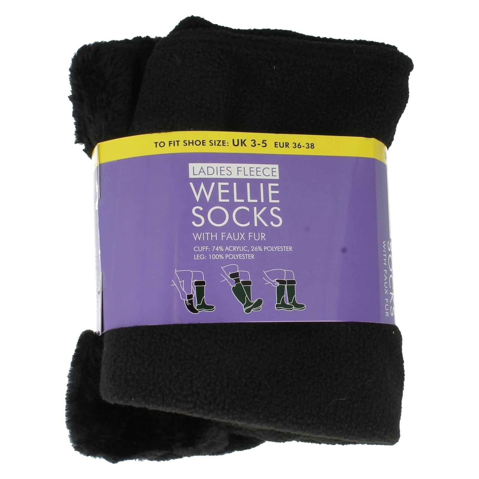 Ladies RJM Fleece Wellie Socks With Faux Fur Style - 'SK282CDUA' - Picture 3 of 5