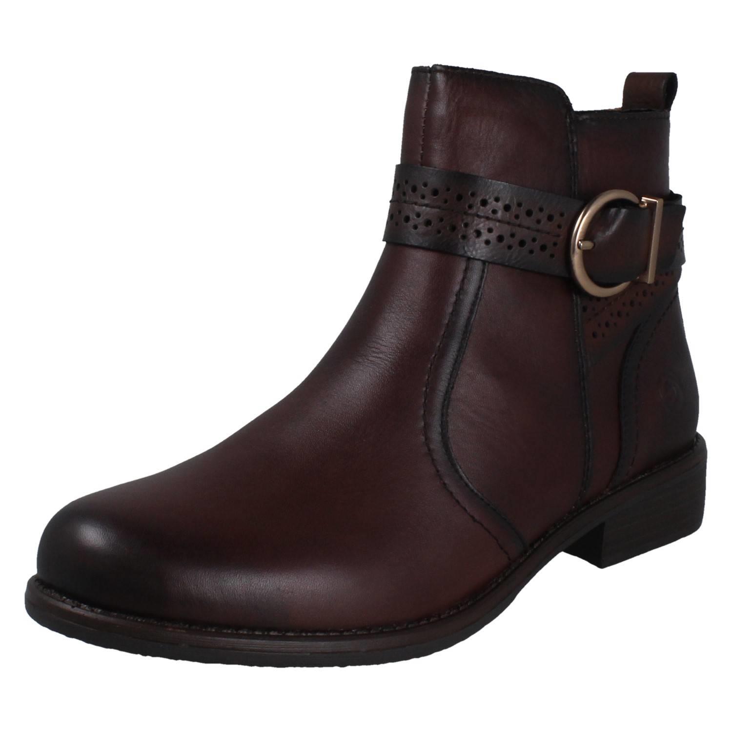 Ladies Remonte Zip Up Leather Buckle Detail Fleece Lined Ankle Boots D0F81 - Picture 11 of 19