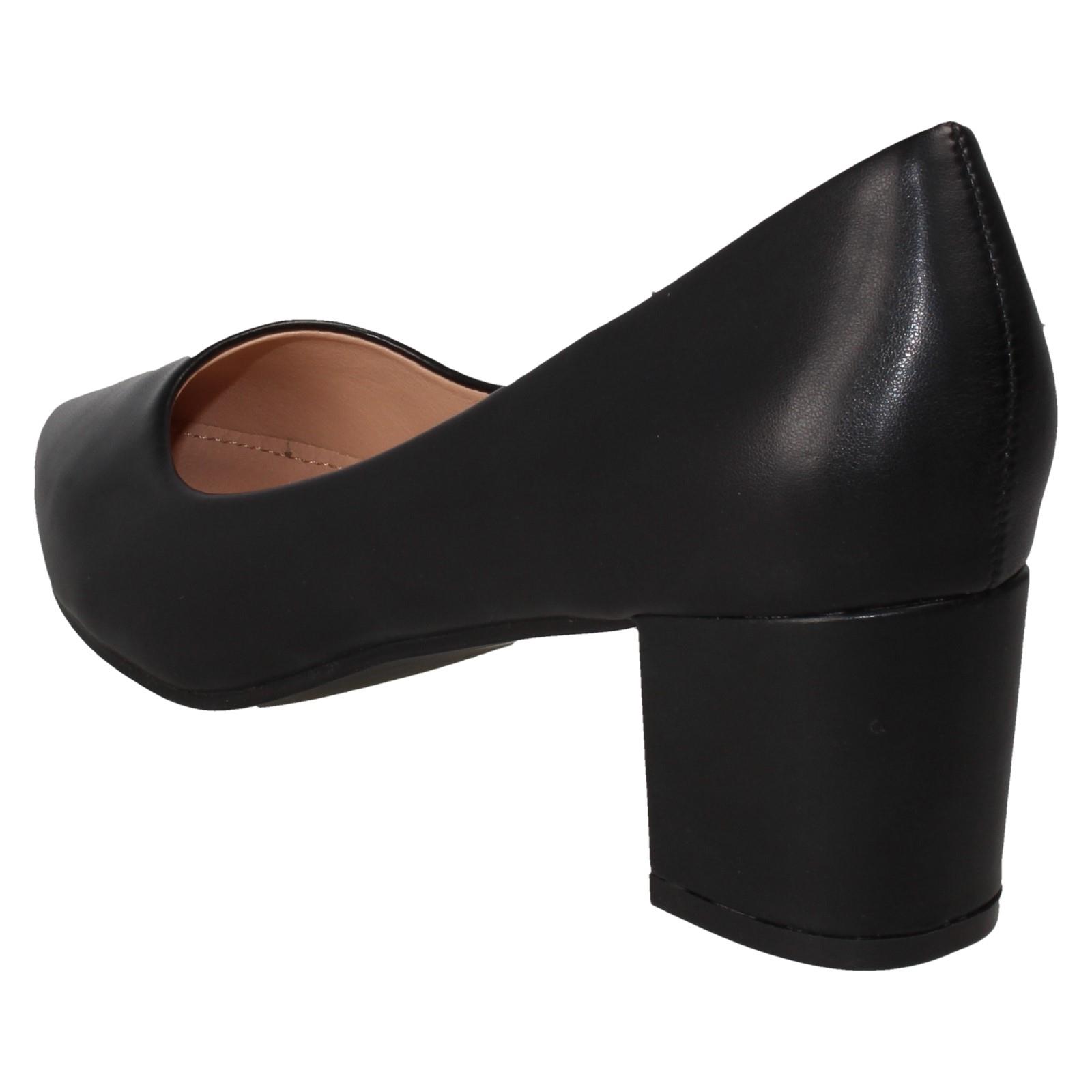 Ladies Spot On Mid Block Heel Pointed Toe Court Shoes F90127 - Picture 9 of 28