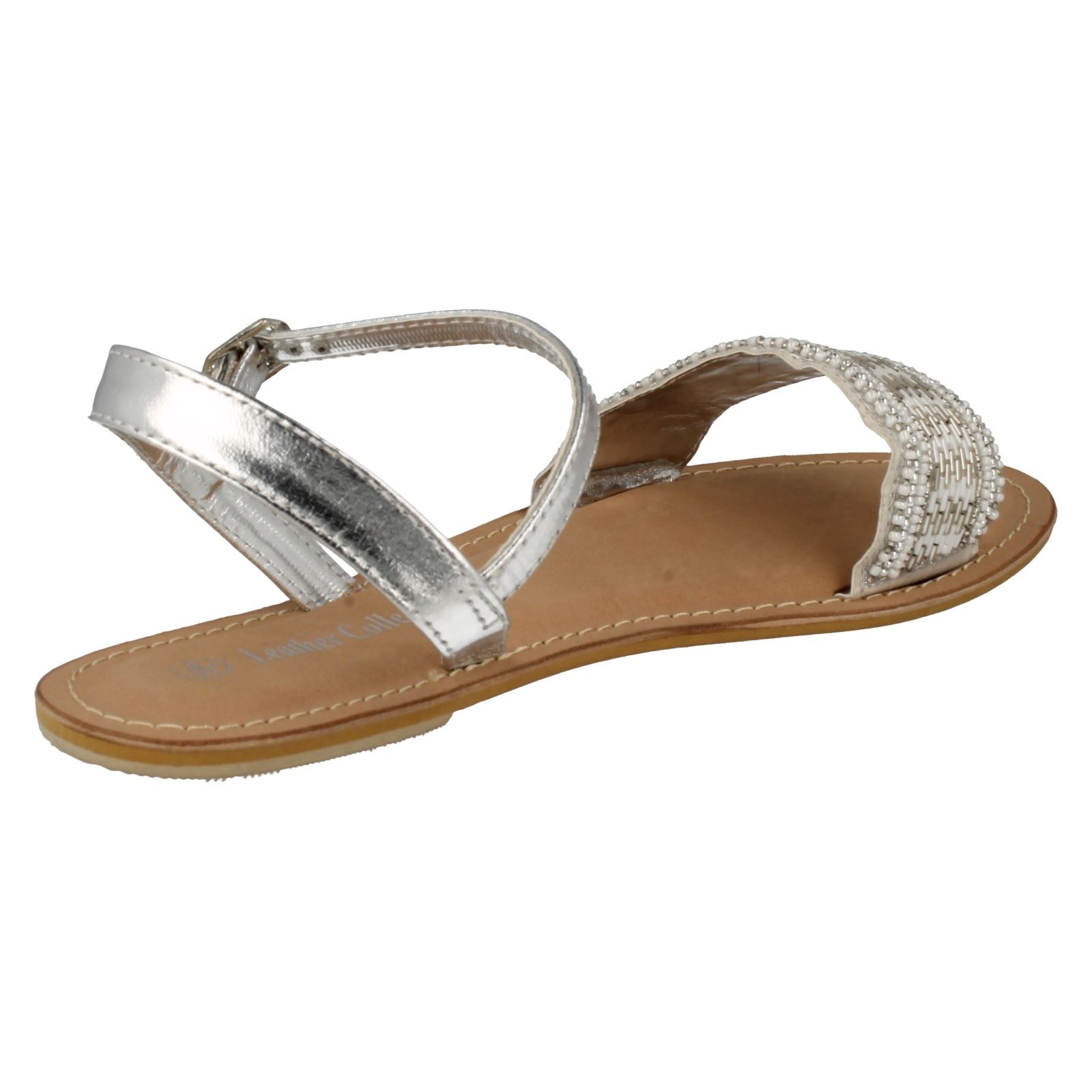 Ladies Spot On Leather Collection Beaded Sandals *F0R896* - Picture 15 of 19