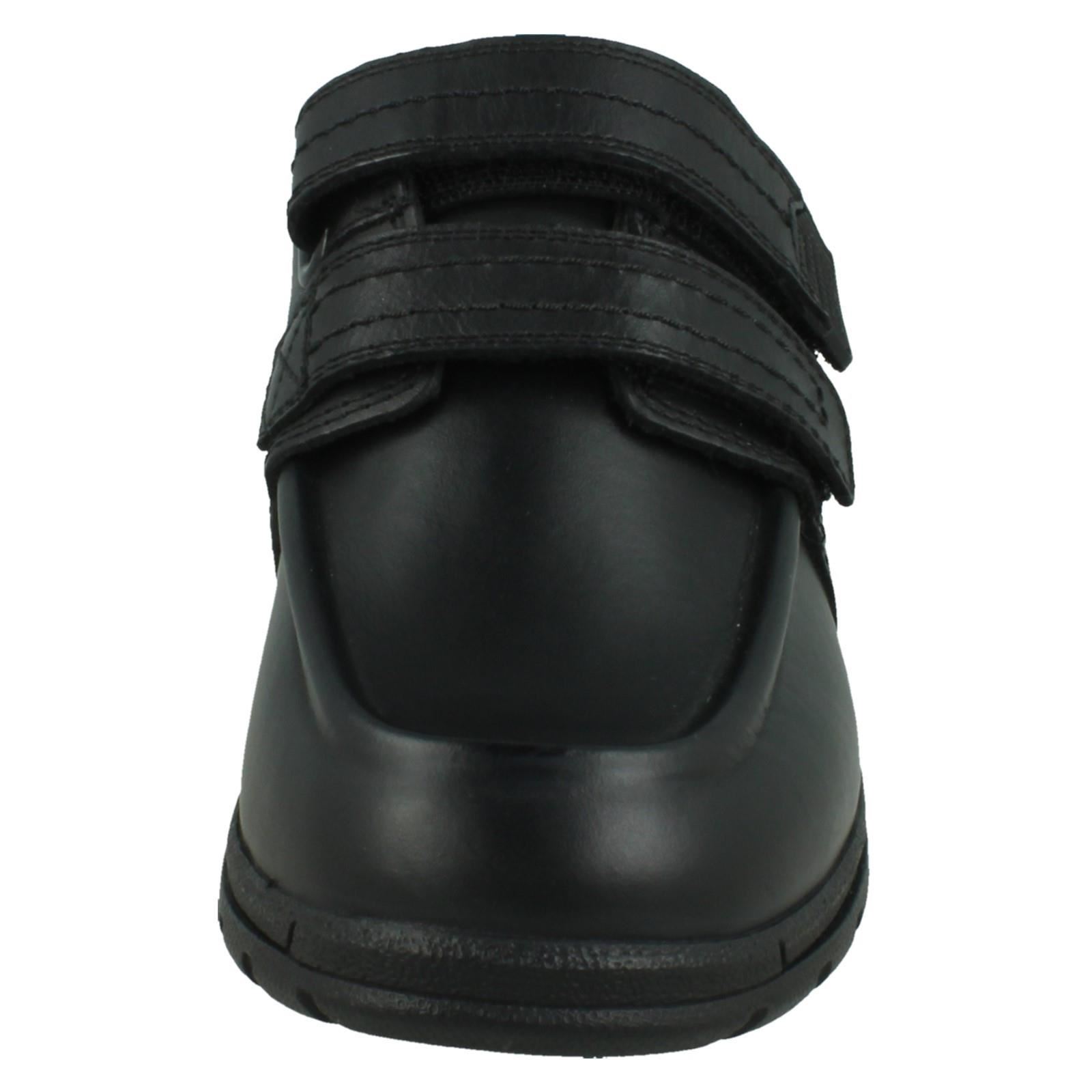 Boys Double Strap Black Leather School Shoes N1R153 - Picture 9 of 10