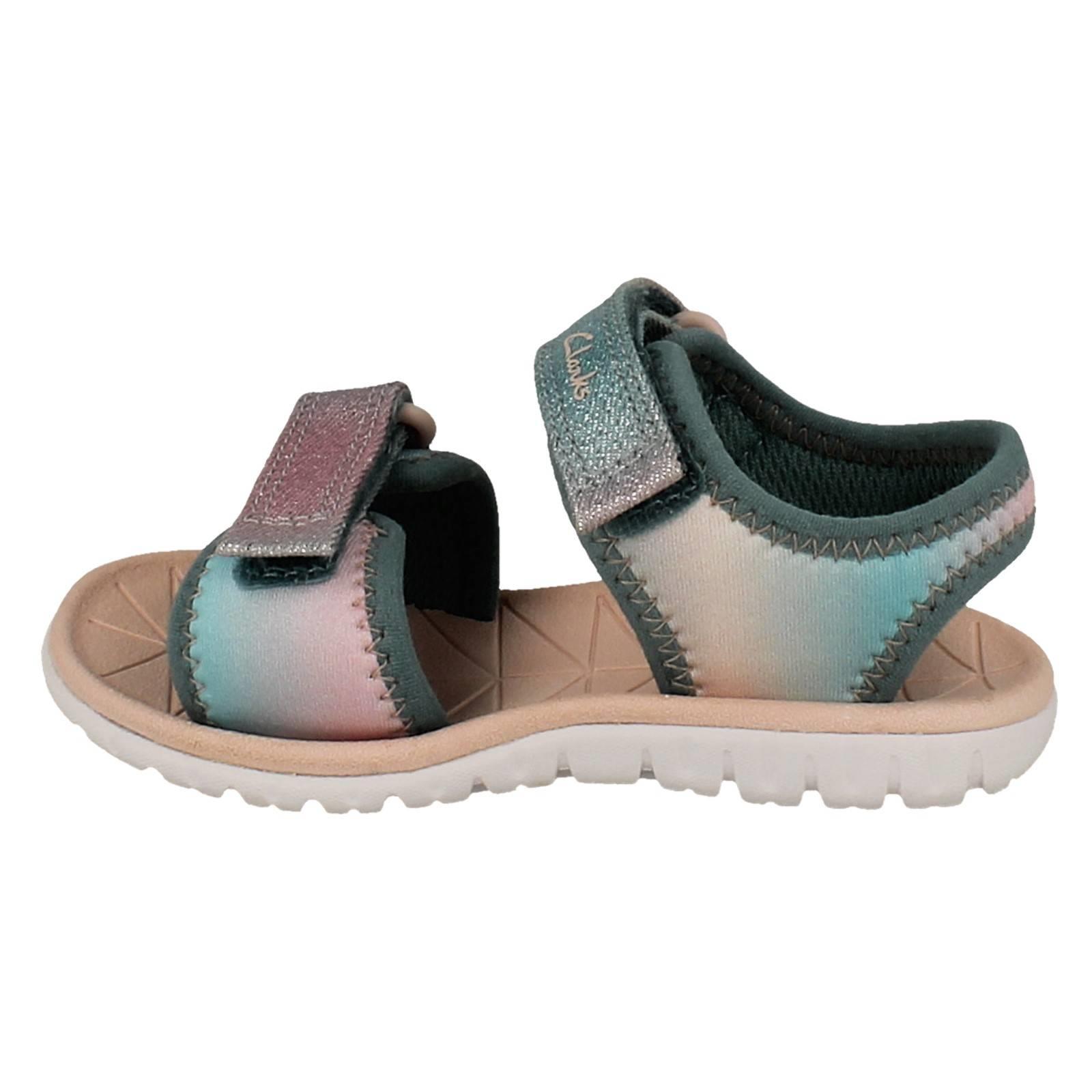 Kids Clarks Pattern Detailed Adjustable Sandals Surfing Tide T - Picture 30 of 37
