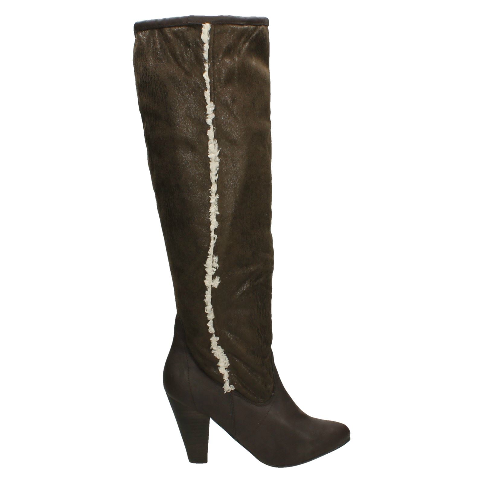 Ladies Spot On Knee High Fleece Lined Heeled 'Boots' - Picture 15 of 19