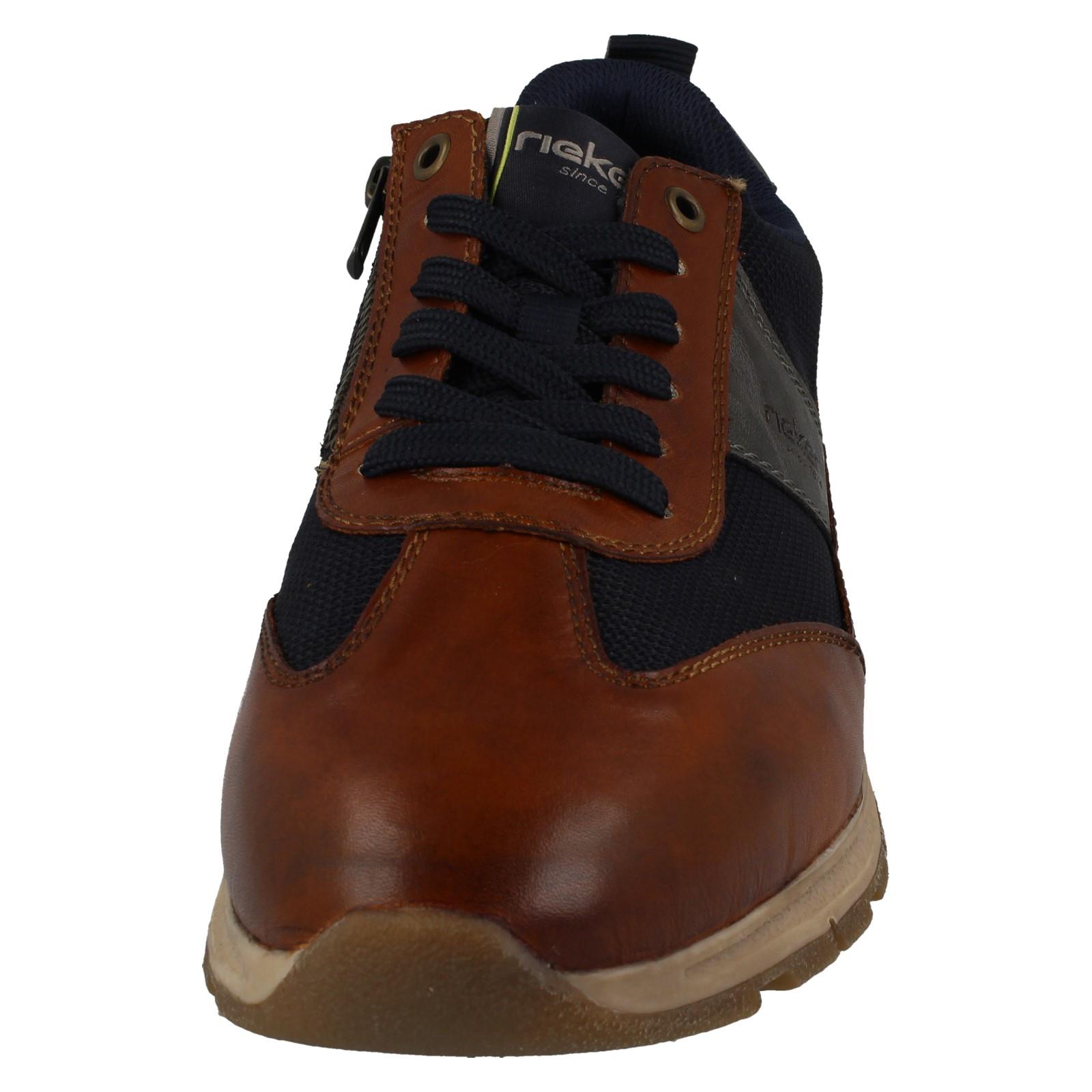 Hommes Rieker Leather Chaussures Décontractées à Lacets avec Côté Éclair B0507 - Picture 9 of 10
