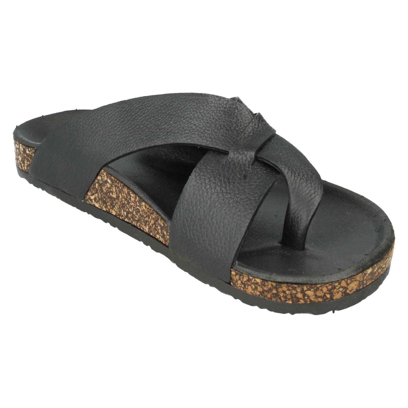 Men's Footbed Toepost Slip On Sandals With Cork Effect | eBay