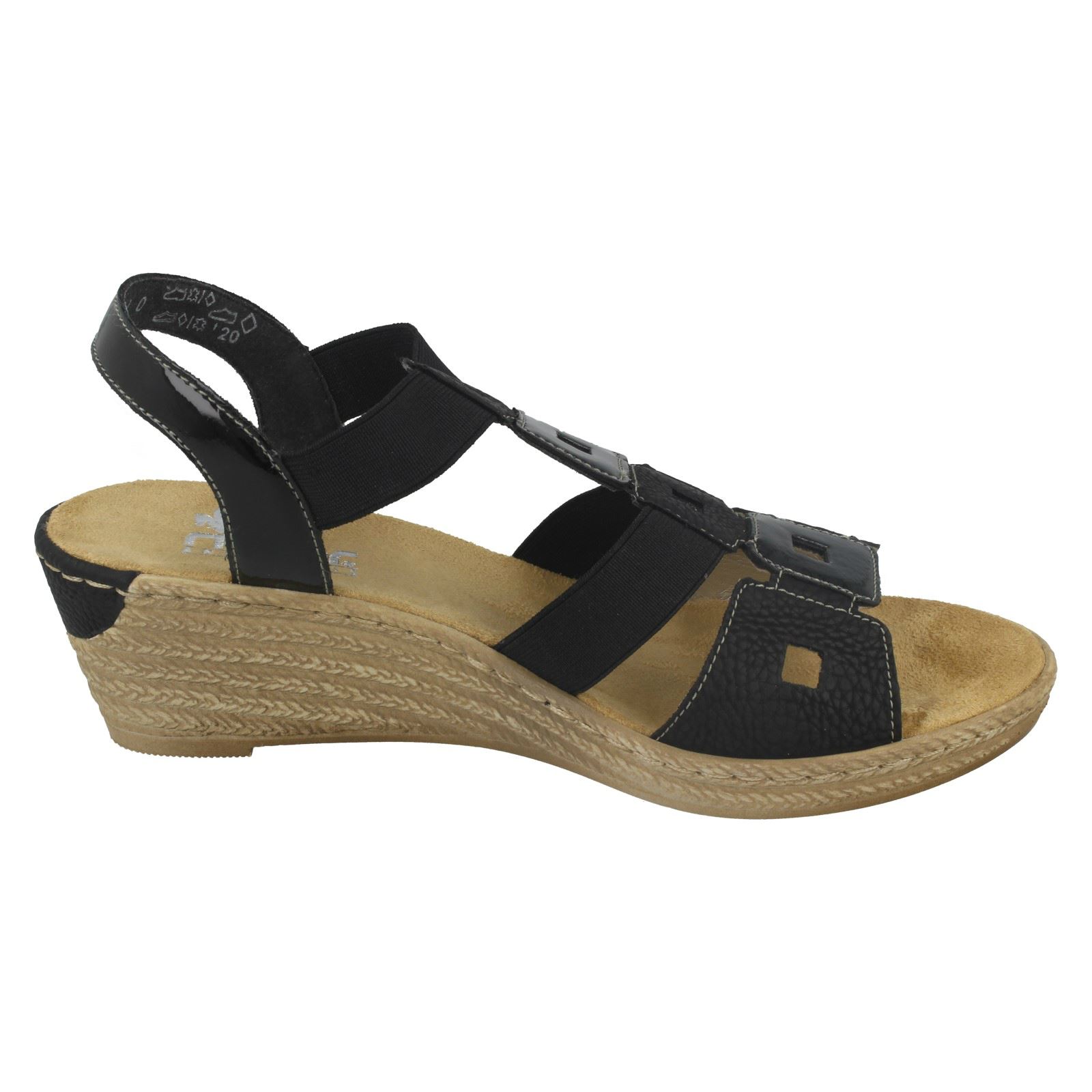 Ladies Rieker Open Toe Wedge Heeled Slip On Synthetic Sandals 62488 | eBay