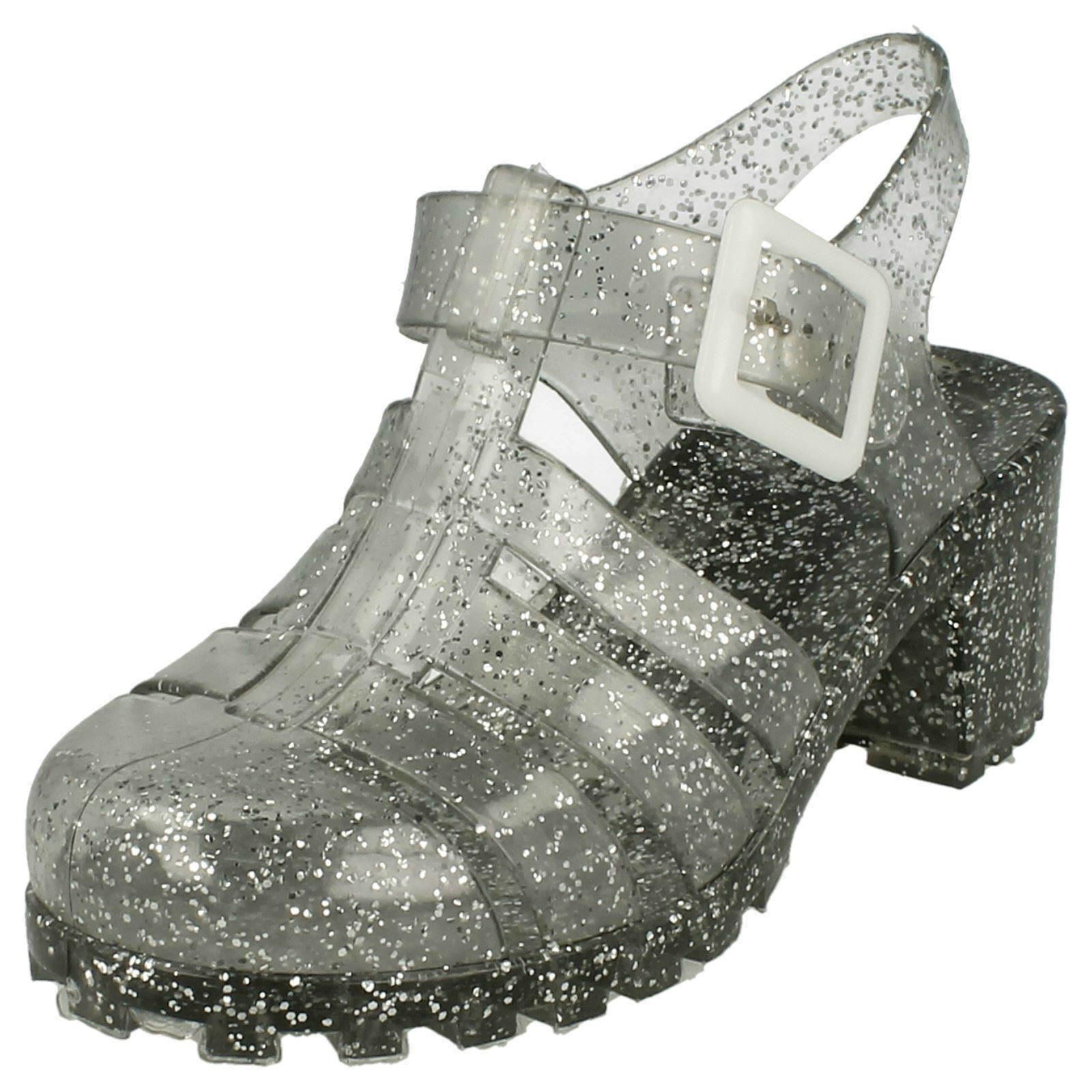 black glitter jelly shoes