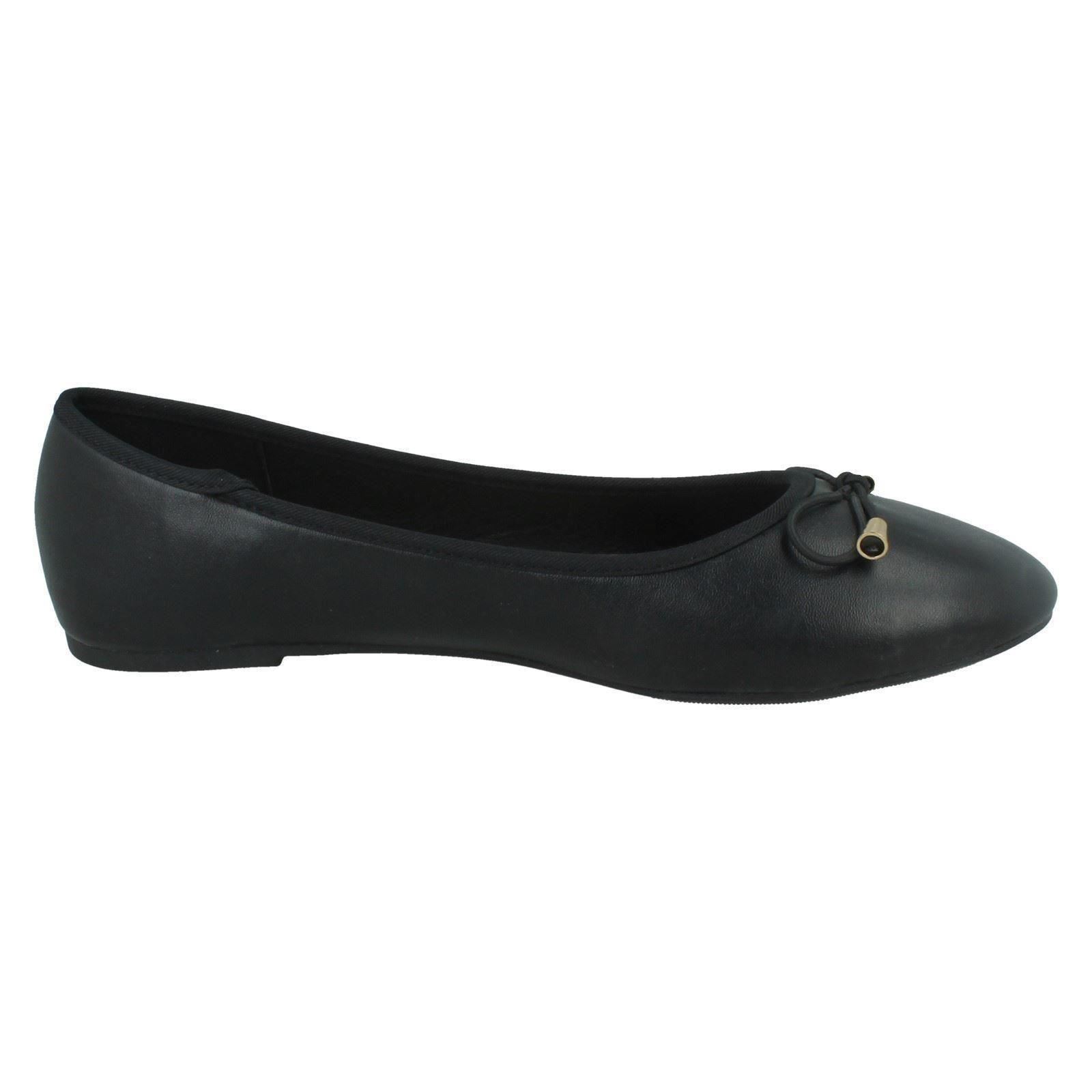 Ladies Spot On Bow Trim Ballerina Shoes - Picture 23 of 37